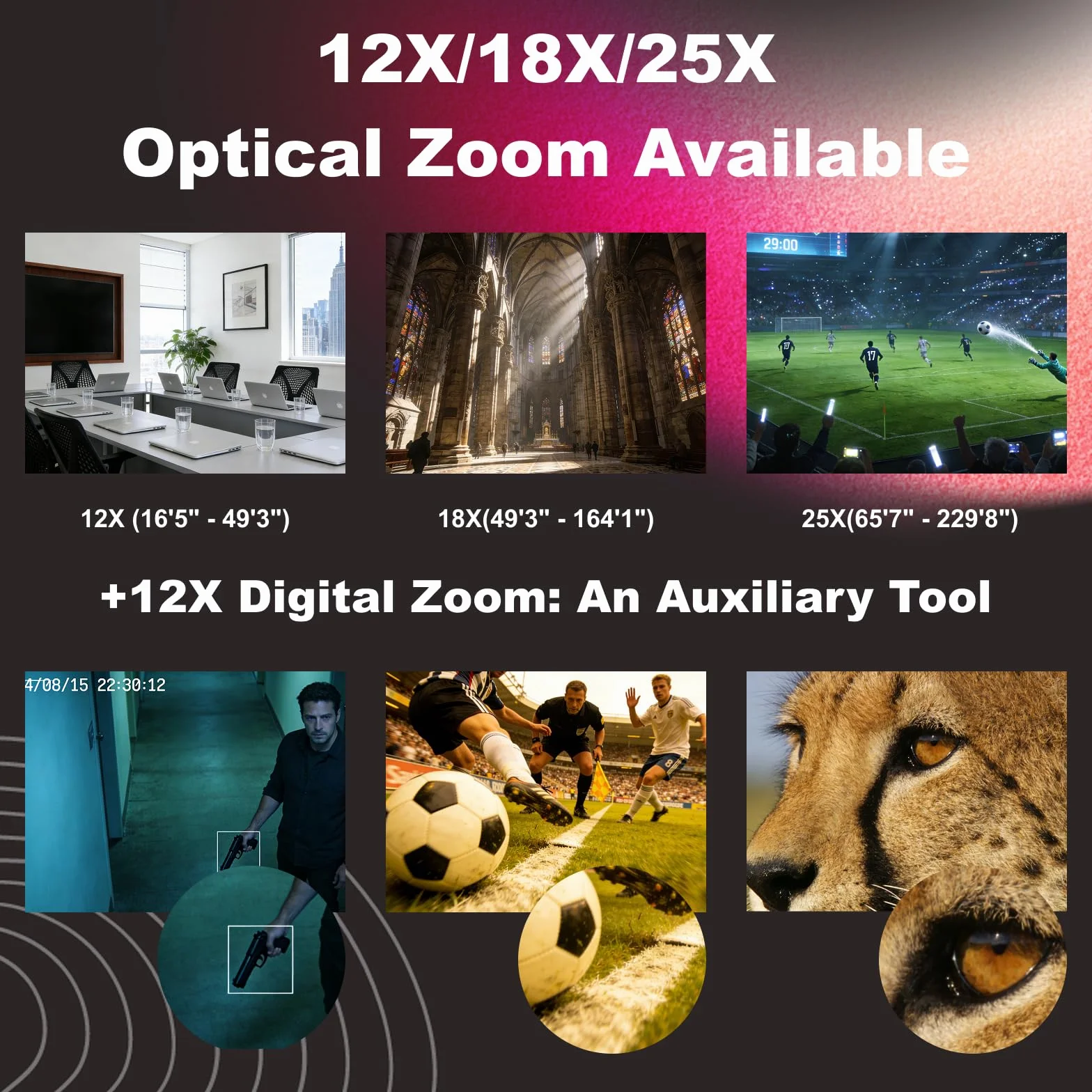 zowietek Kamera 4K NDI|HX3 PTZ PoE, 25-krotny zoom optyczny, jednoczesne wyjścia HDMI i SDI, RTSP/RTMP/SRT, samodzielne przesyłanie strumieniowe IP na żywo do YouTube, Twitch for Meeting,