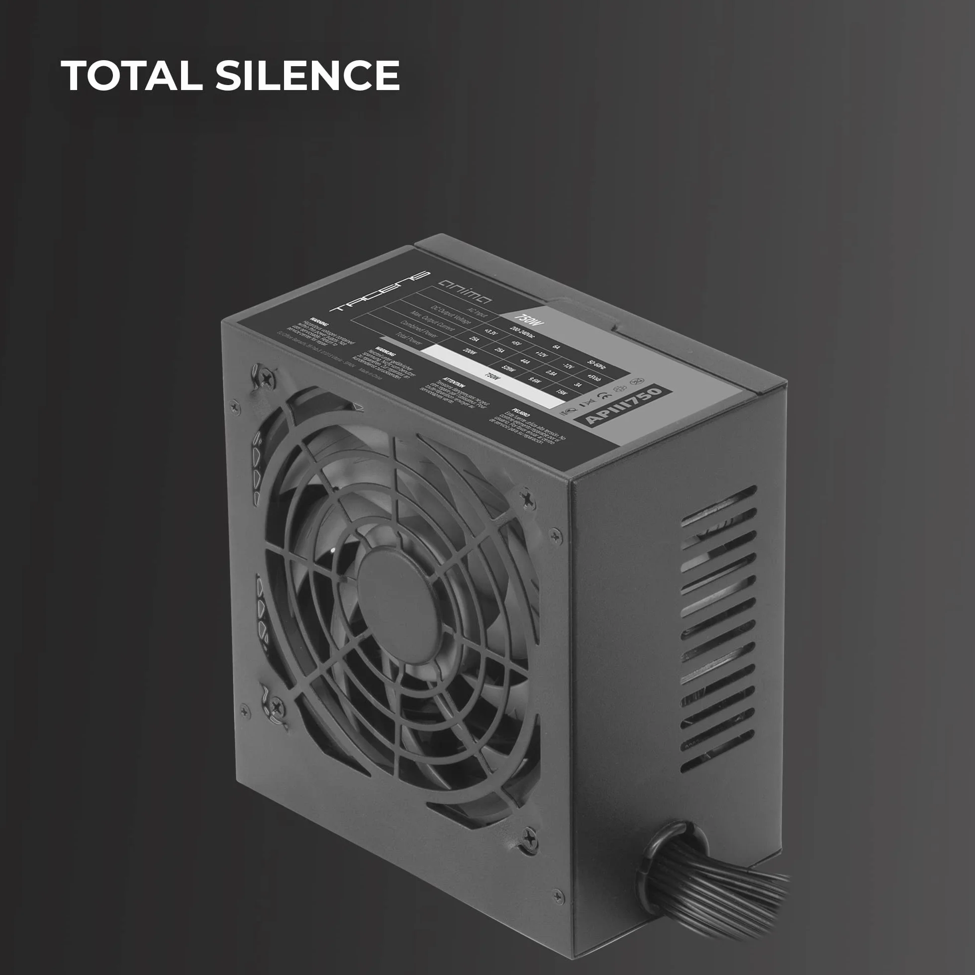Tacens Anima APIII750, Zasilacz PC ATX 750W, Technologies DC-DC i SMD, 85% Wydajność 12V, Ultracichy Wentylator 12cm, Bardzo Długie Płaskie Kable, Czarny