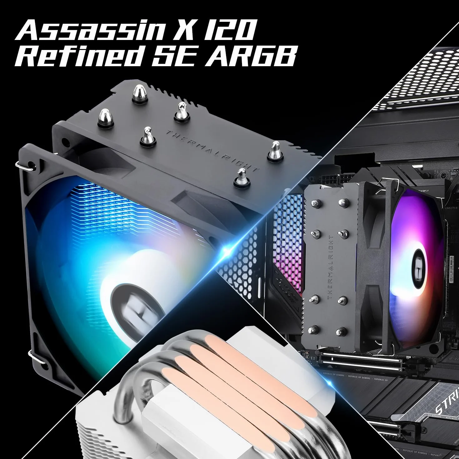 Thermalright AssassinX120 SE ARGB TL-C12C-S PWM cichy wentylator do procesora, 4 ciepłowody, chłodzenie z łożyskiem S-FDB do AMD AM4 AM5 1700/1150/1151/1200