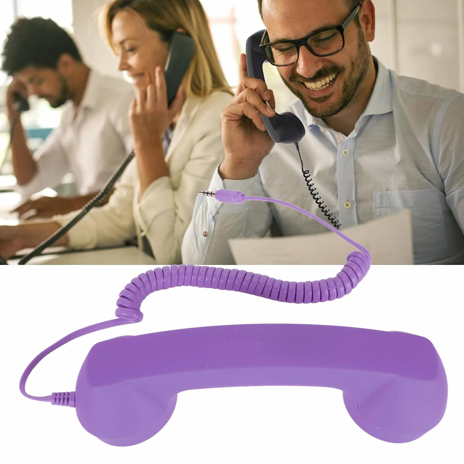 Słuchawka do Telefonu Komórkowego, 3,5 Mm Przewodowa Słuchawka Telefoniczna w Stylu Retro z Adapterem USB C, Odporna na Promieniowanie Zabytkowa Słuchawka Telefoniczna do