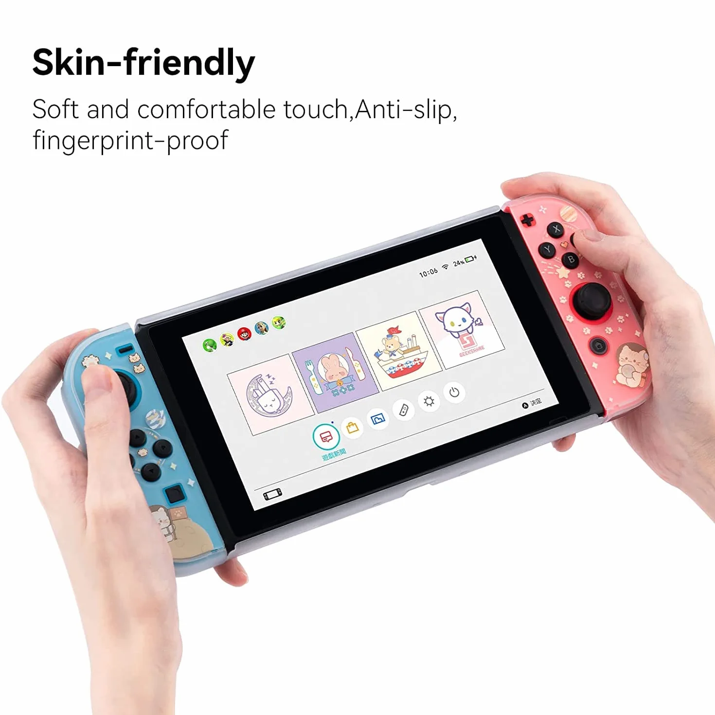 Pokrowiec ochronny GeekShare Slim Cover Case kompatybilny z Nintendo Switch i Joy Con - amortyzacja i odporność na zarysowania - Space Cat