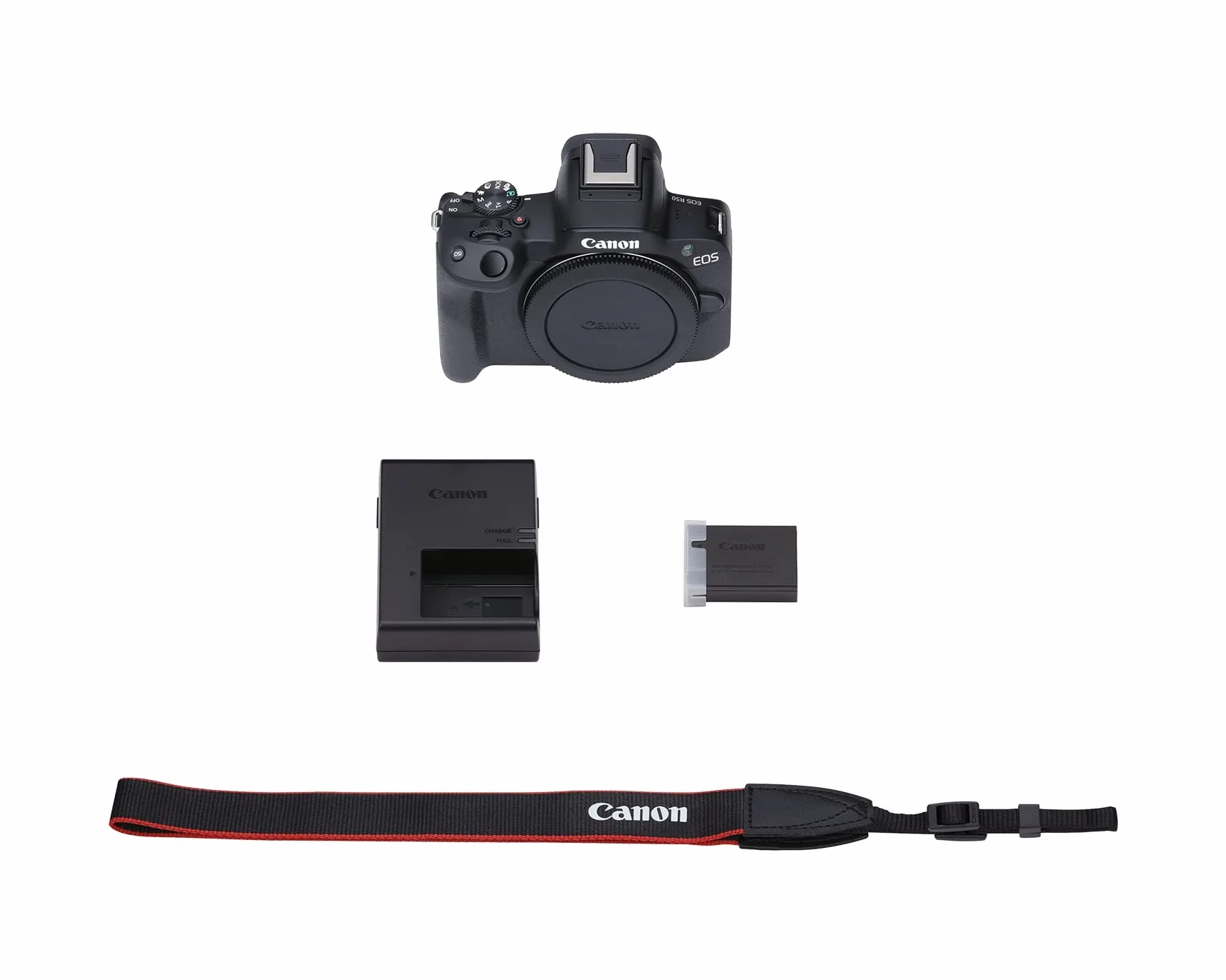 Canon EOS R50|Aparat bezlusterkowy 24,2 MP APS-C, tylko korpus, do 15 kl./s. | Podwójny pikseli CMOS AF II|4K 30p Oversampled 6K|Ekran o zmiennym kątu|Bluetooth i WiFi|czarny