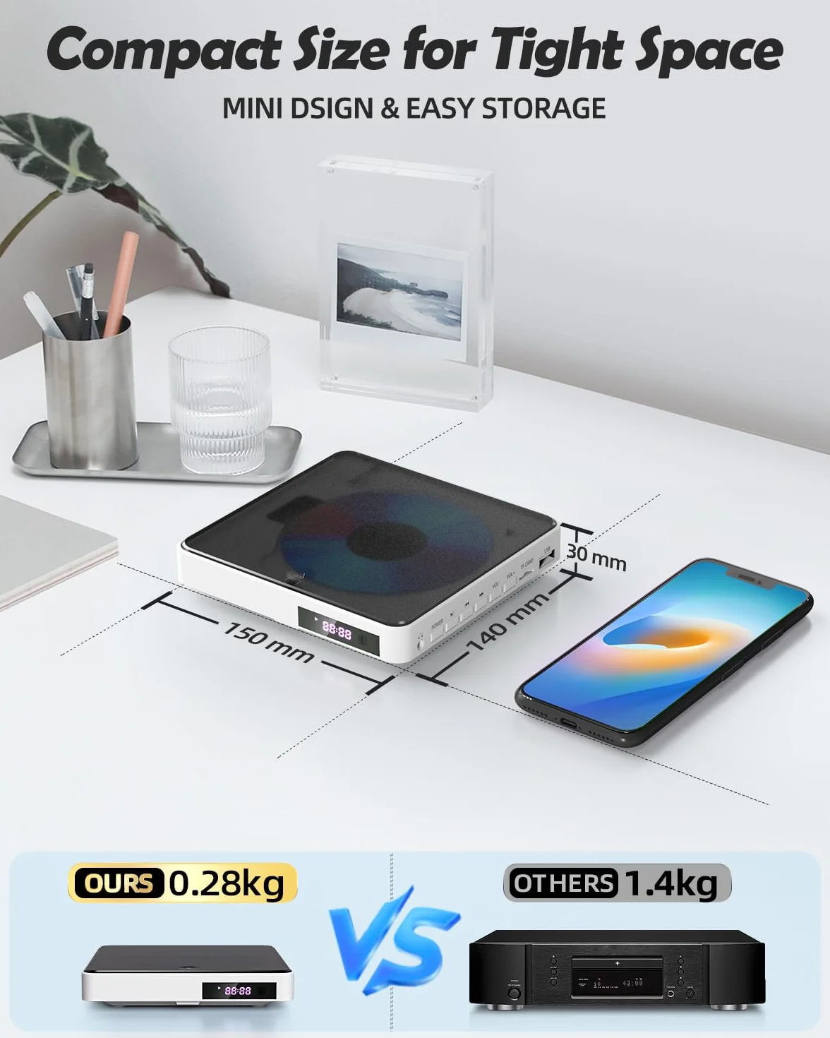 Arafuna Odtwarzacz DVD 1080P HDMI bez odtwarzacza DVD/CD do telewizorów ze wszystkimi regionami, PAL/NTSC, wejście USB, pilot zdalnego sterowania i kabel AV