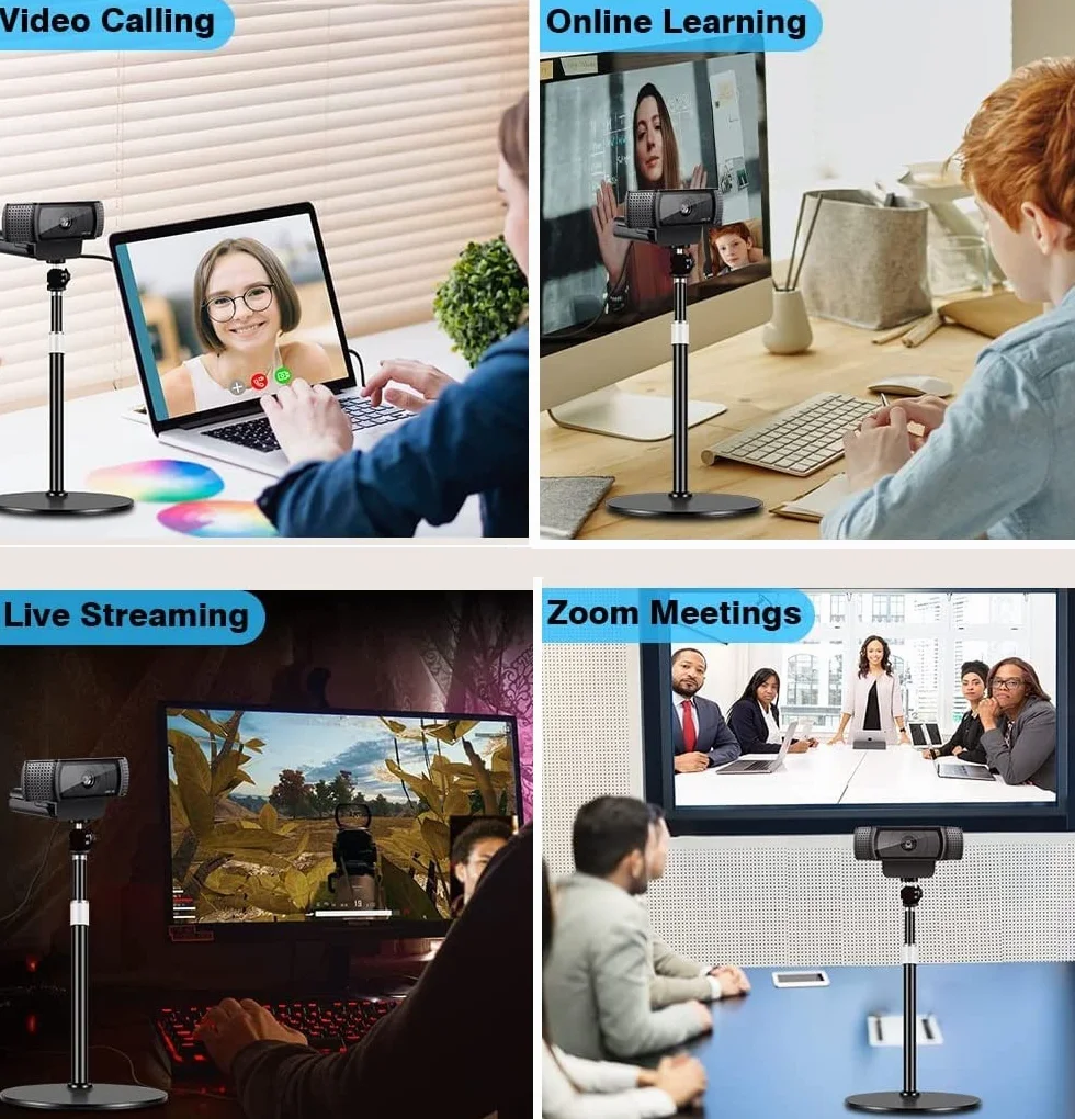 Kamera internetowa do montażu na biurku, składany uchwyt stołowy do kamery internetowej Logitech Brio C920 C922 C930 C925 C615 Streamcam, kompatybilny ze smartfonami iPhone i Samsung