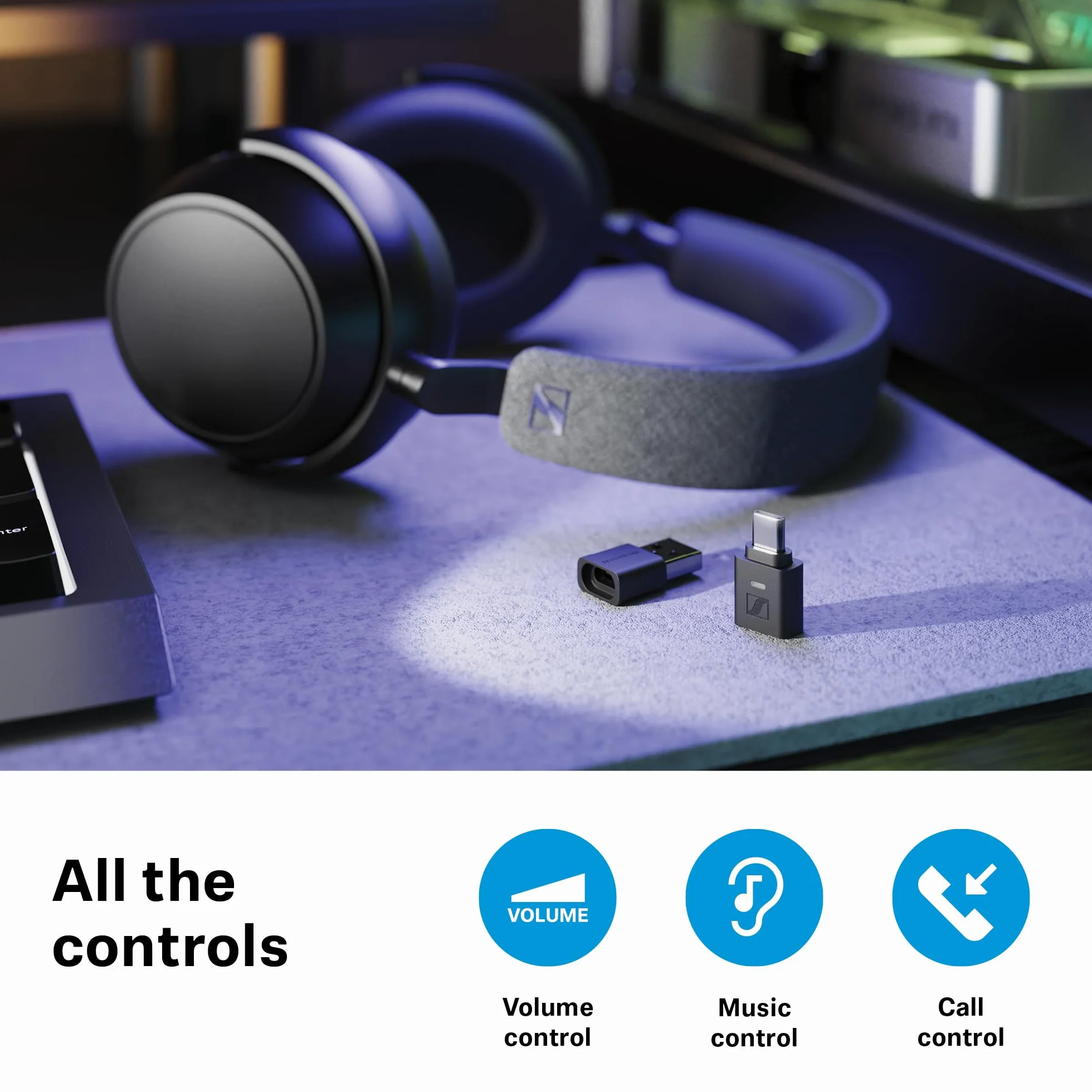 Sennheiser BTD 700 Klucz sprzętowy – transmiter audio typu Plug & Play z aptX Losless, Auracast dla słuchawek i głośników – niezwykle niska latencja, Bluetooth 5.4, kompatybilność z USB-C i USB-A