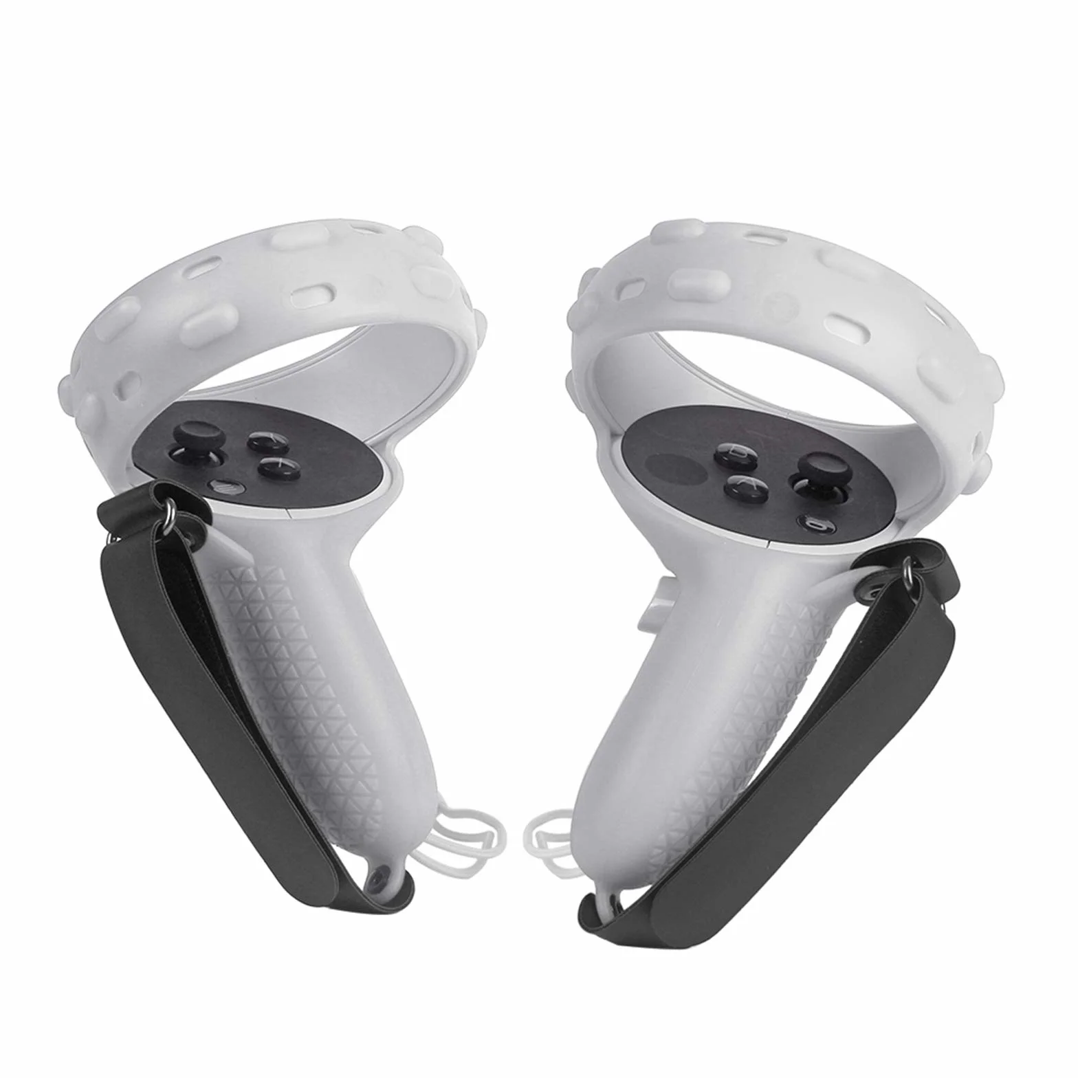 Pokrowiec na kontroler dotykowy do Oculus Quest 2, miękki silikonowy uchwyt, pokrowiec ochronny z paskiem na rękę do Oculus Quest 2 VR, akcesoria do uchwytów (szary)