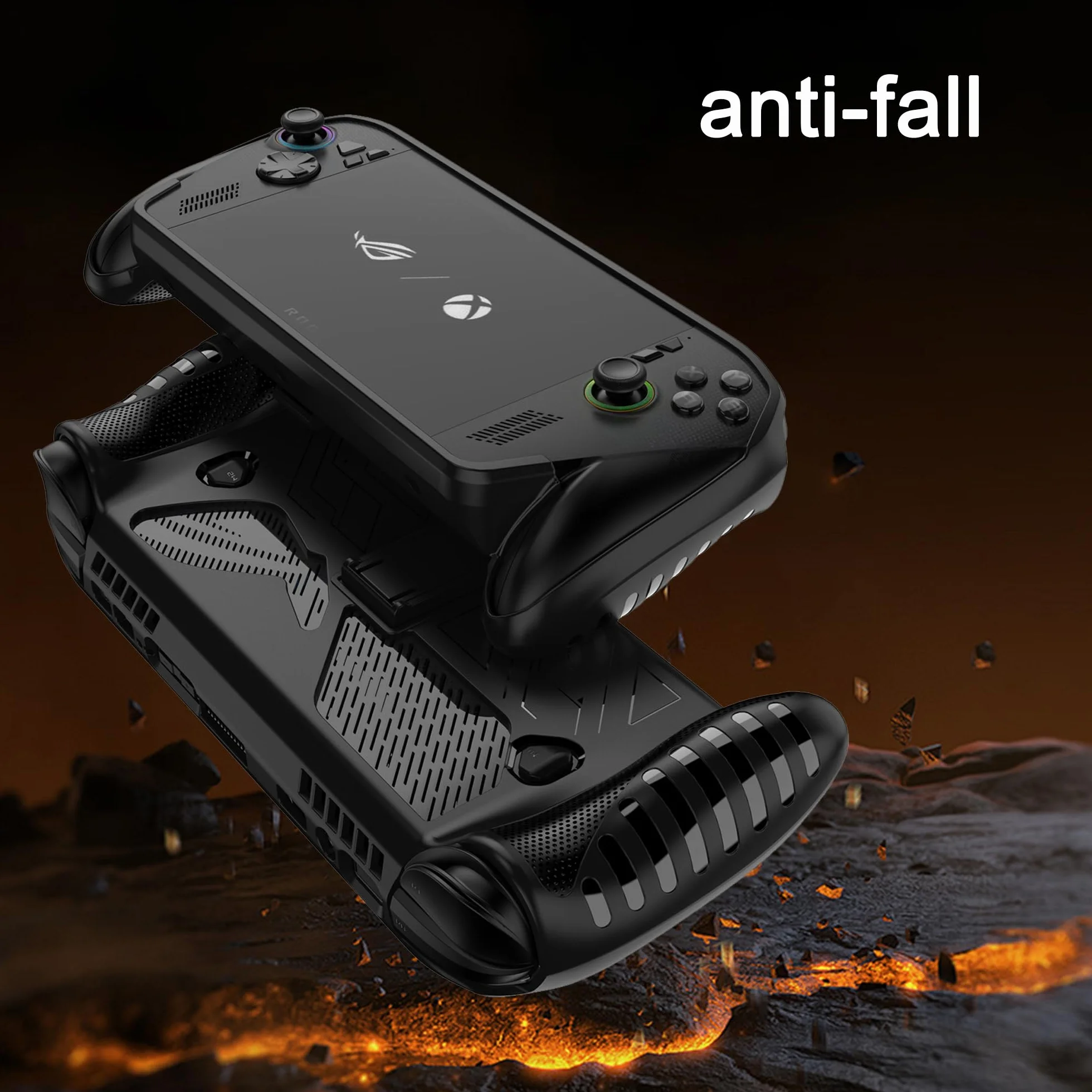 Etui do ROG Xbox Ally X 7 cali 2025, silikonowy pokrowiec ochronny z funkcją stojaka, czarny
