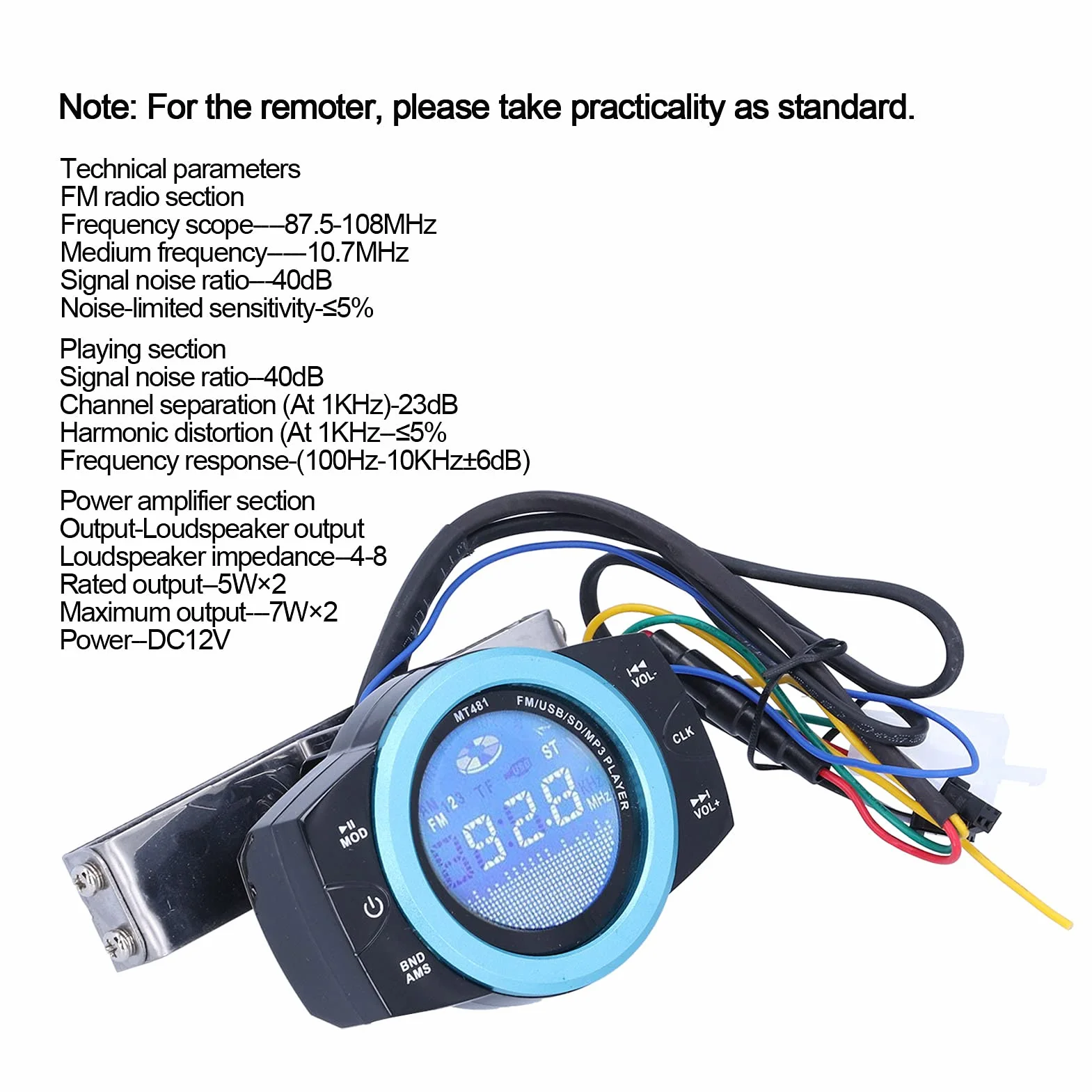Radio Motocyklowe, Motocyklowy Zestaw Stereo z Pilotem Piloty DC 12 V 87,5–108 MHz Głośniki Motocyklowe do Motocykli