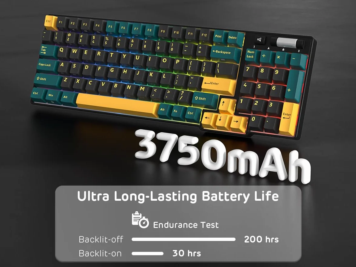 RK ROYAL KLUDGE RK96 RGB Limited Ed 90% 96 klawiszy bezprzewodowa tri-Mode BT5.0/2.4G/USB-C Hot-Swap klawiatura mechaniczna z podpórką pod nadgarstek