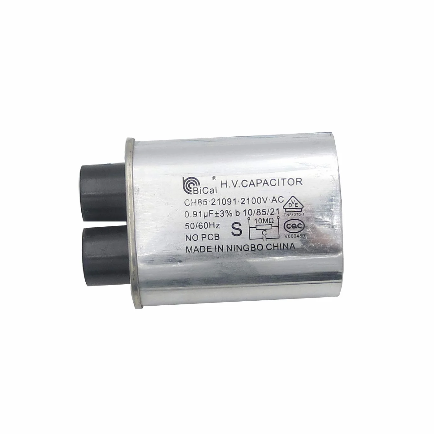 Meter Star CQC uniwersalny zamiennik kondensatora wysokiego napięcia do kuchenki mikrofalowej 2100 V 0,91 uF MFD kompatybilny ch85 21091 AC H.V. kondensator 10/85/21 50/60 Hz bez PCB