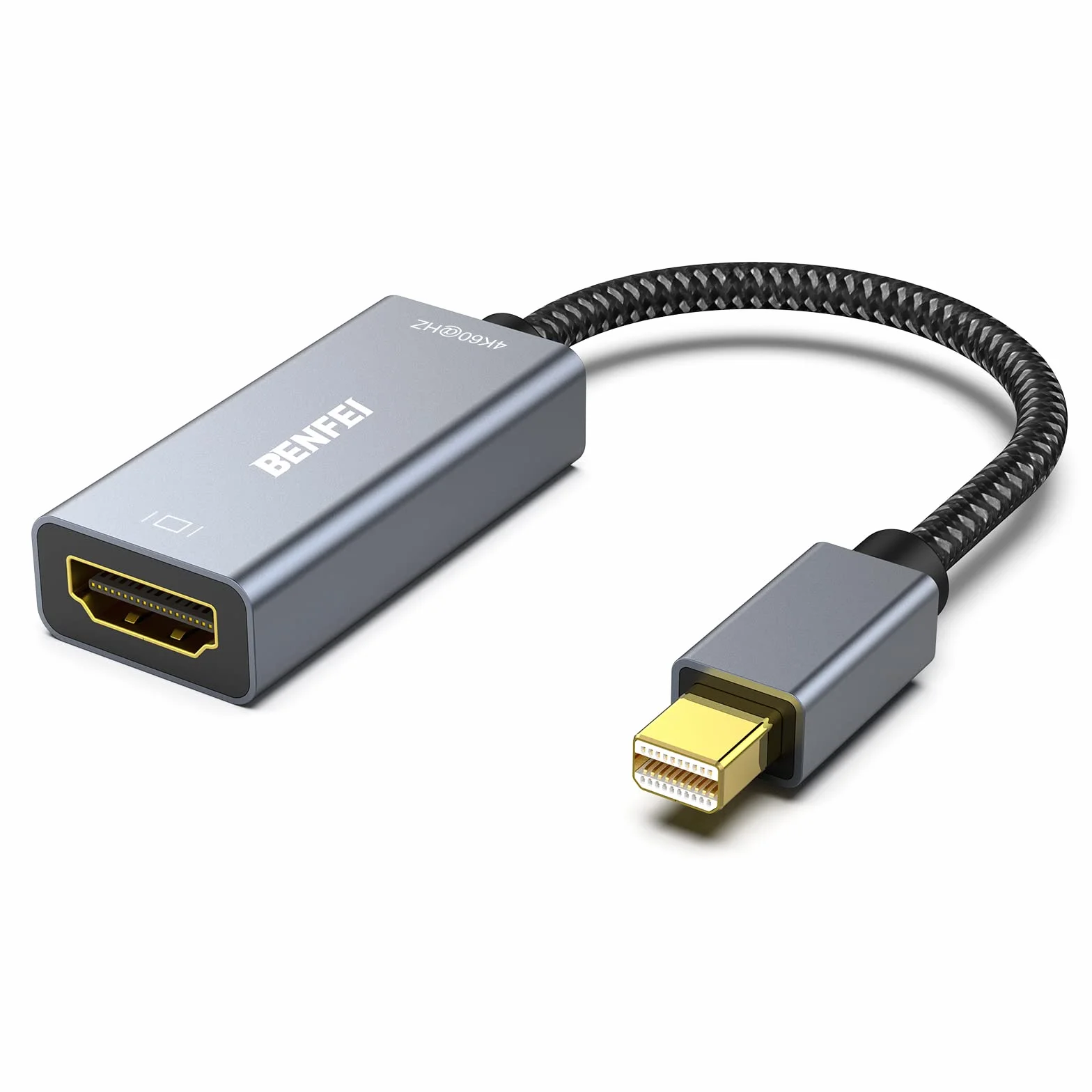 BENFEI Adapter Mini DisplayPort (Thunderbolt) na HDMI 4K@60Hz, kompatybilny z MacBook Air 2010-2017, MacBook Pro 2010-2015, Mac Mini 2010-2014, Surface Pro 1/2/3/4 [aluminiowa obudowa i kabel nylonowy