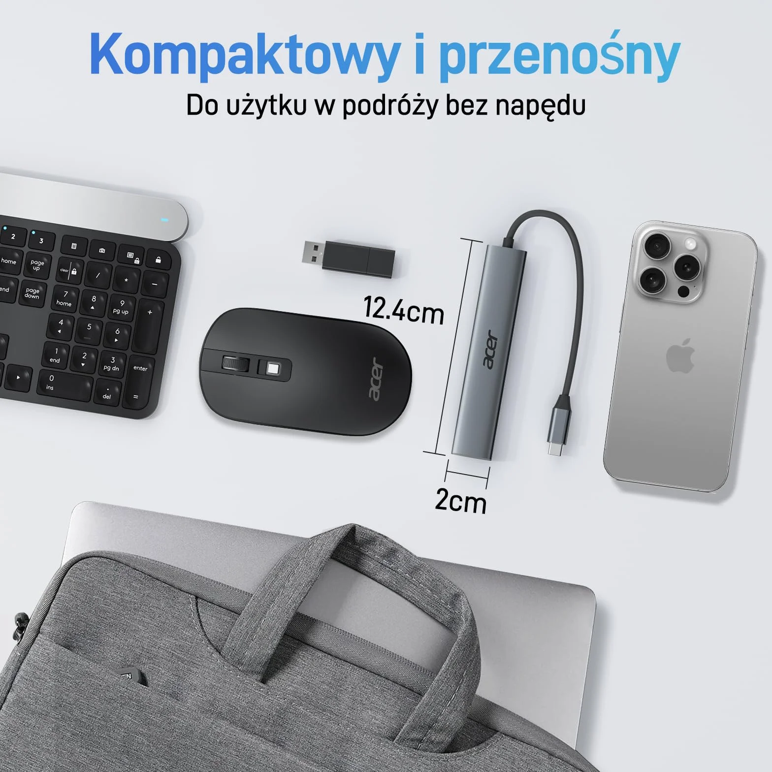 acer Hub USB C z HDMI 4K, aluminiowy adapter wieloportowy USB-C 5 w 1 z 3 portami USB-A, moc 100W, rozdzielacz typu C, kompatybilny z laptopem, tabletem, MacBookiem M3/M2, XPS, iPadem Pro itp.