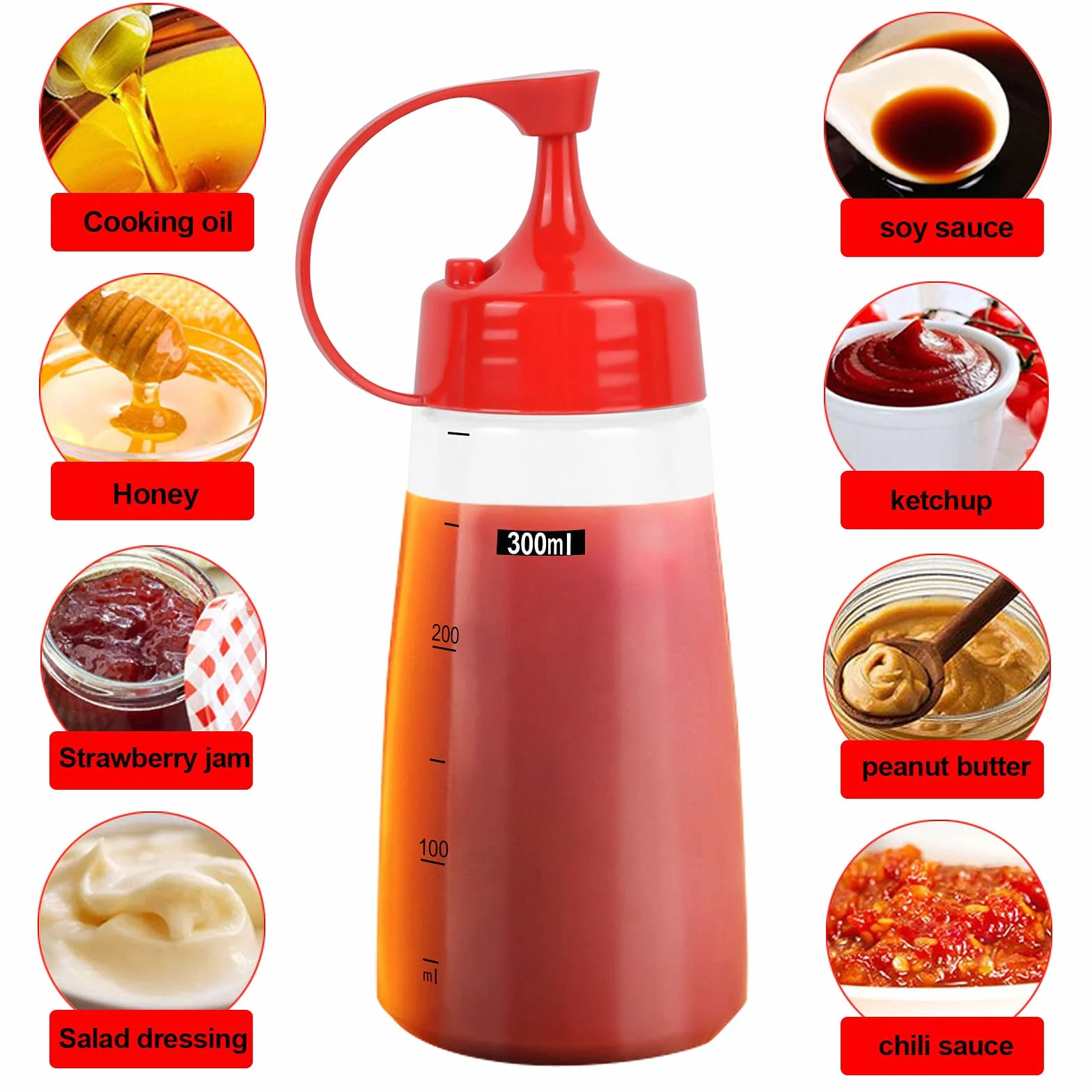 Butelki do wyciskania sosu 300 ml 2 szt. plastikowe wielokrotnego użytku