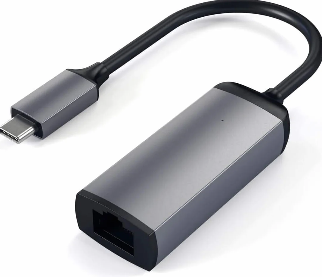 SATECHI Adapter Ethernet USB-C z aluminium, połączenie gigabitowe 10/100/1000 Mb/s, kompaktowa konstrukcja typu plug-and-play do MacBook Air/Pro/Neo, laptopa, iPad, iPhone i innych – gwiezdna szarość