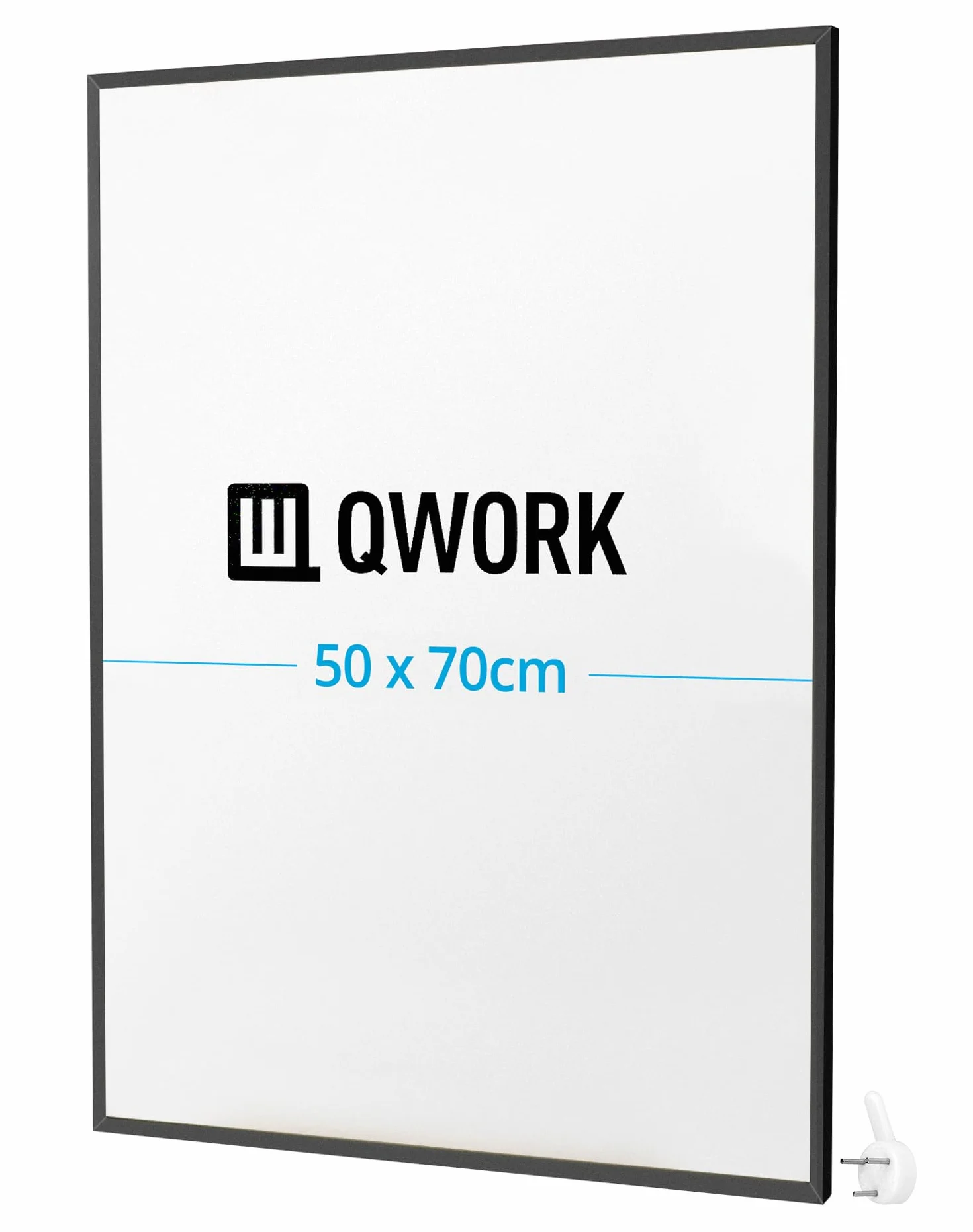 QWORK® Aluminiowa ramka na zdjęcia 50 x 70 cm, czarna matowa – odporne na pęknięcia szkło akrylowe – do portretów, puzzli, plakatów, dokumentów