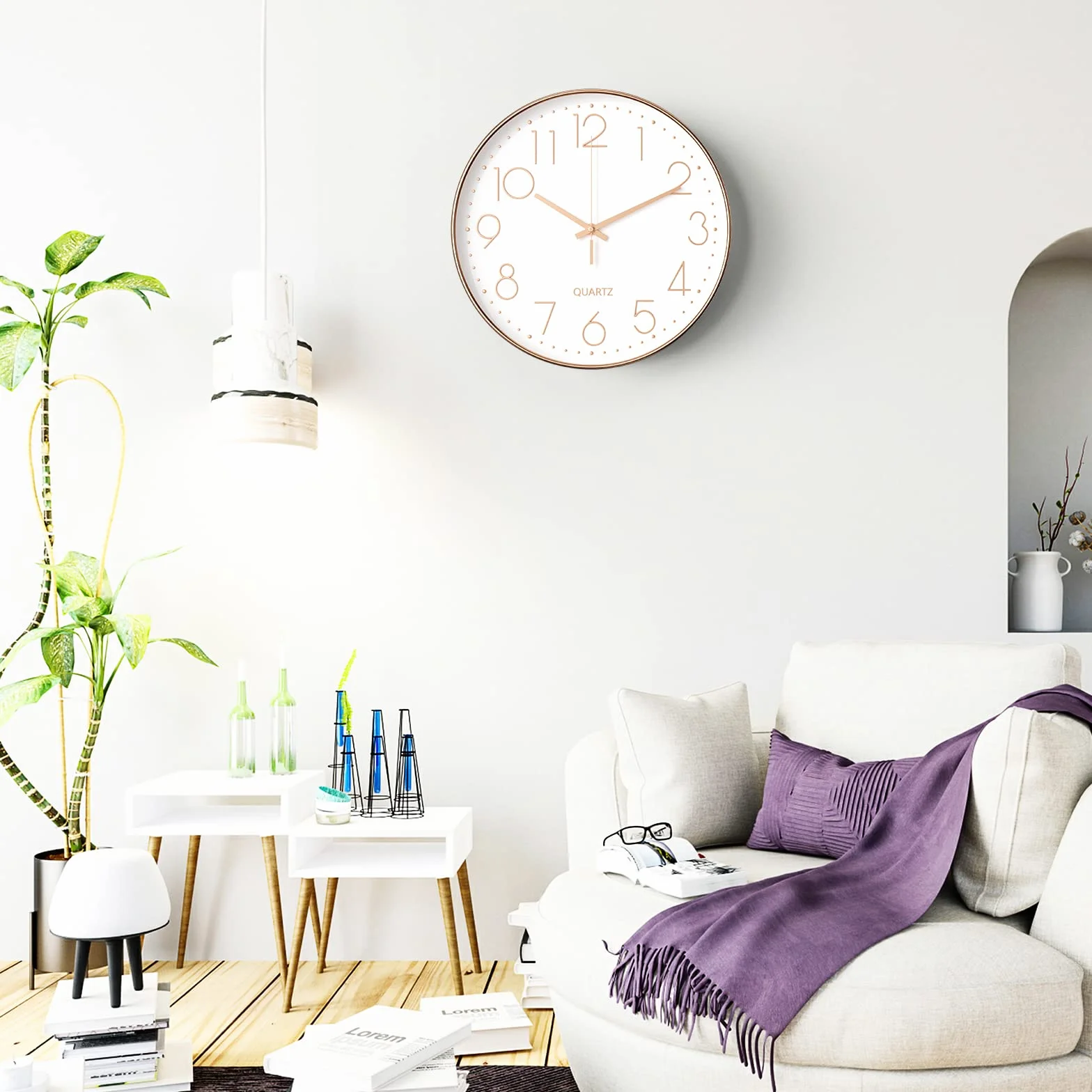 Mesybveo Zegar ścienny 30 cm (12 cali) nowoczesny cichy zegar ścienny, cichy mechanizm kwarcowy nowoczesny, minimalistyczny design, czarny, do salonu, kuchni, biura, sypialni (złoty)