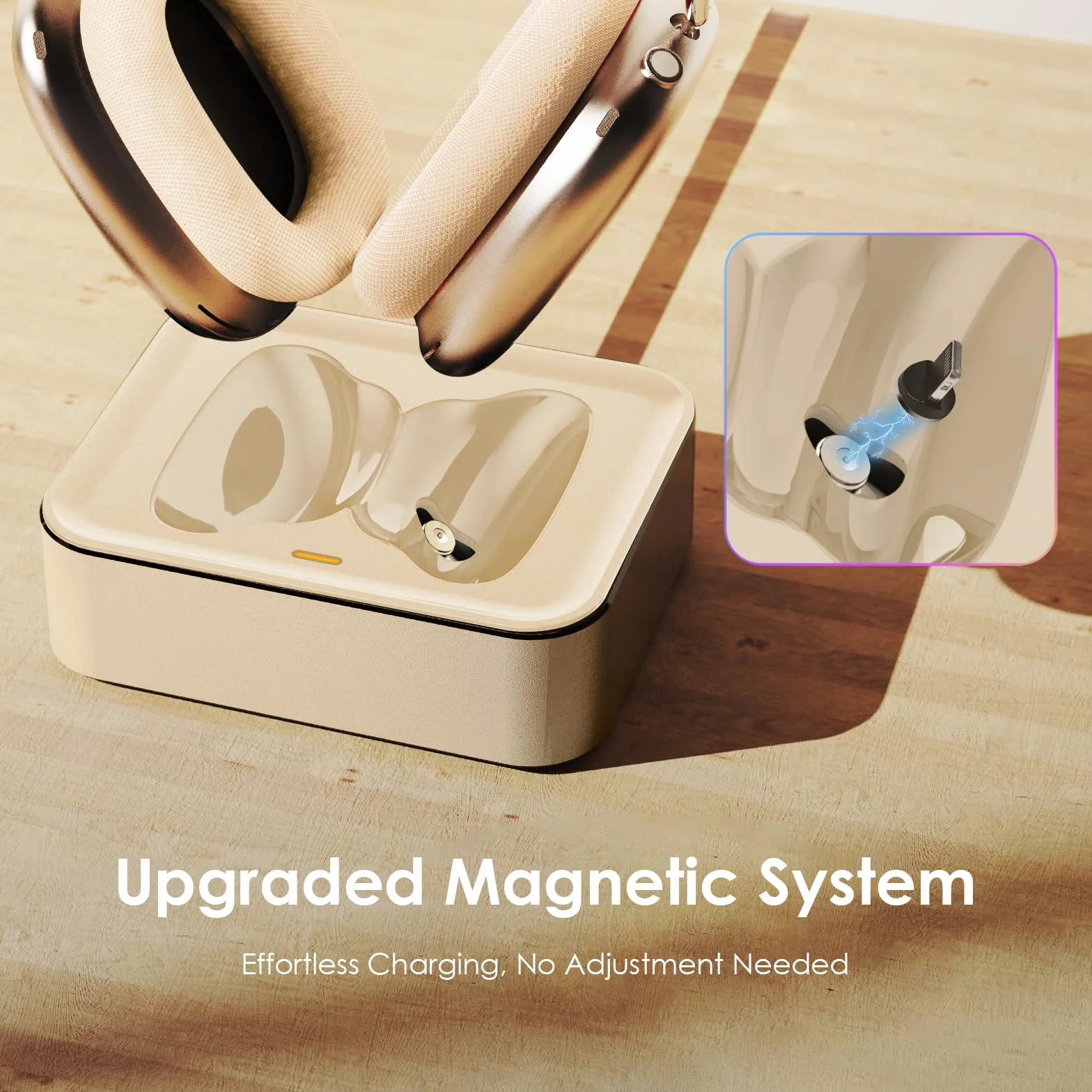 Stacja ładująca do słuchawek dla AirPods Max 2024 & 2020 - magnetyczna stacja dokująca do słuchawek z podwójnymi złączami Lightning i Type-C (Starlight)