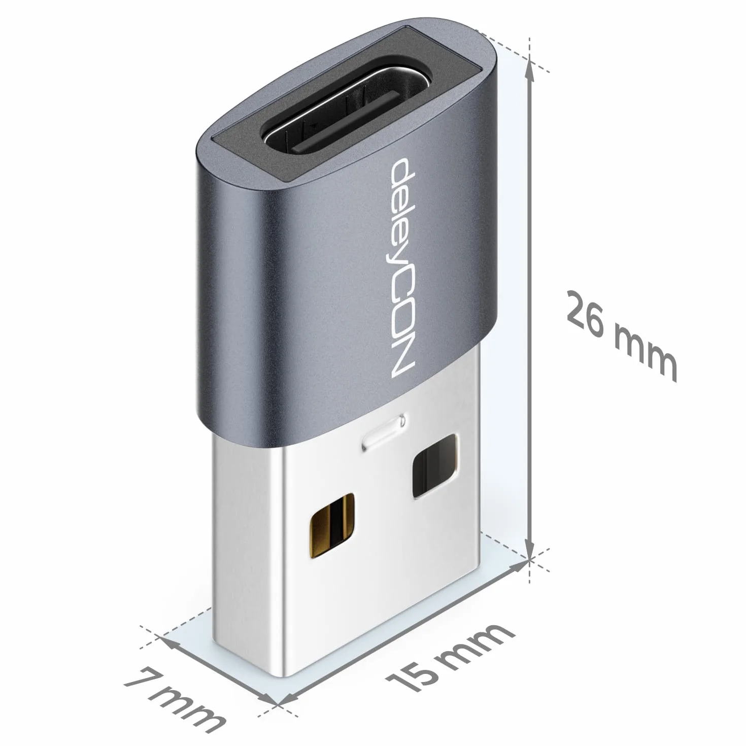 deleyCON Adapter USB-C (3 Szt.) - Gniazdo USB-C do Wtyku USB-A - do iPhone 17/16/15, iPad, Galaxy S25/S24/S23, A56, A16, Laptopa, Notebooka, CarPlay, ładowarki itp.