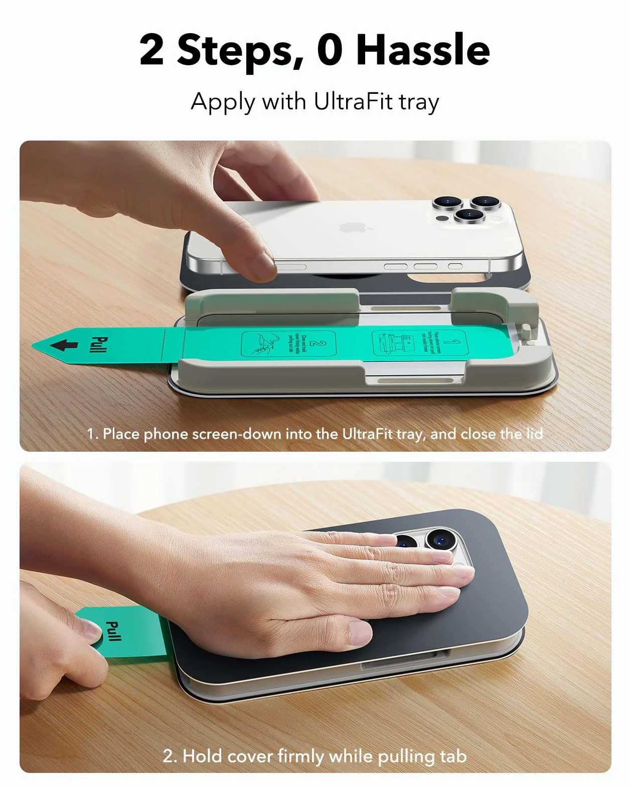 ESR Folia szklana do iPhone'a 15 Pro, szkło hartowane 9H+, bez pęcherzyków i kurzu, ochrona klasy wojskowej, trwała z łatwym narzędziem montażowym, 3 opakowania