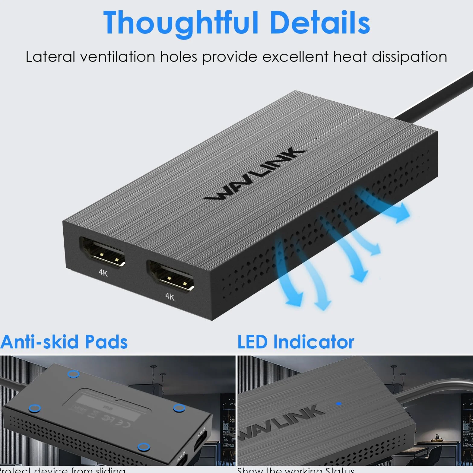 WAVLINK Adapter USB 3.1/USB-C na Dual HDMI - DisplayLink Dual 4K 60Hz Hub monitora do Windows i Apple M1/M2/M3 Mac