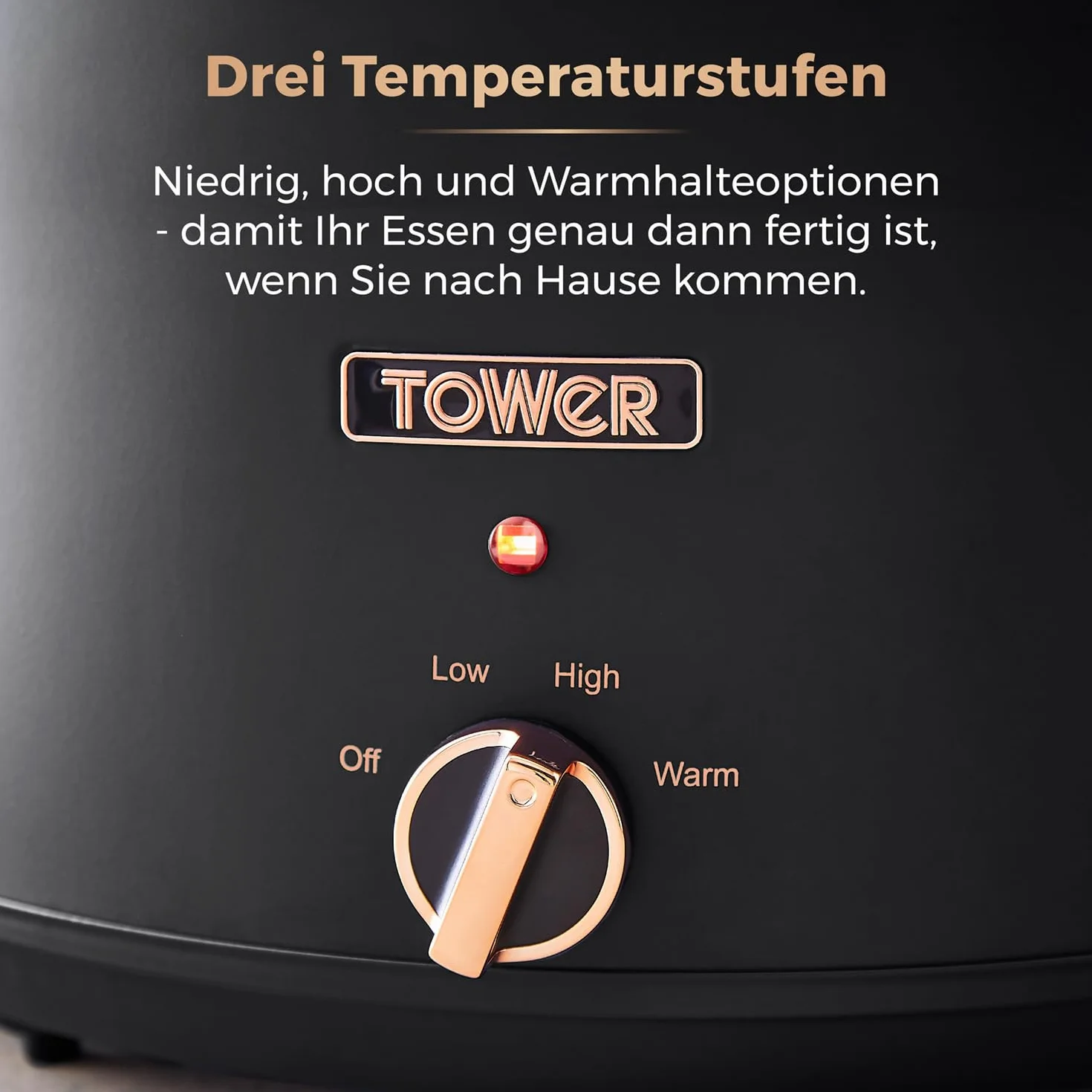 Tower T16043BLK Wolnowar 6,5L Stojak 3 Ustawienia Ciepła Uchwyty Cool Touch Czarny Różowe Złoto