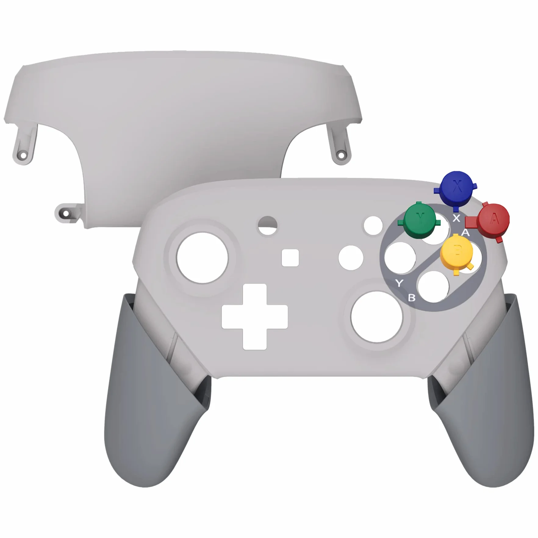 eXtremeRate SFC SNES Classic EU Faceplate Backplate Handles dla NS Switch Pro Controller, Soft Touch DIY Wymiana Grip Housing Shell Cover