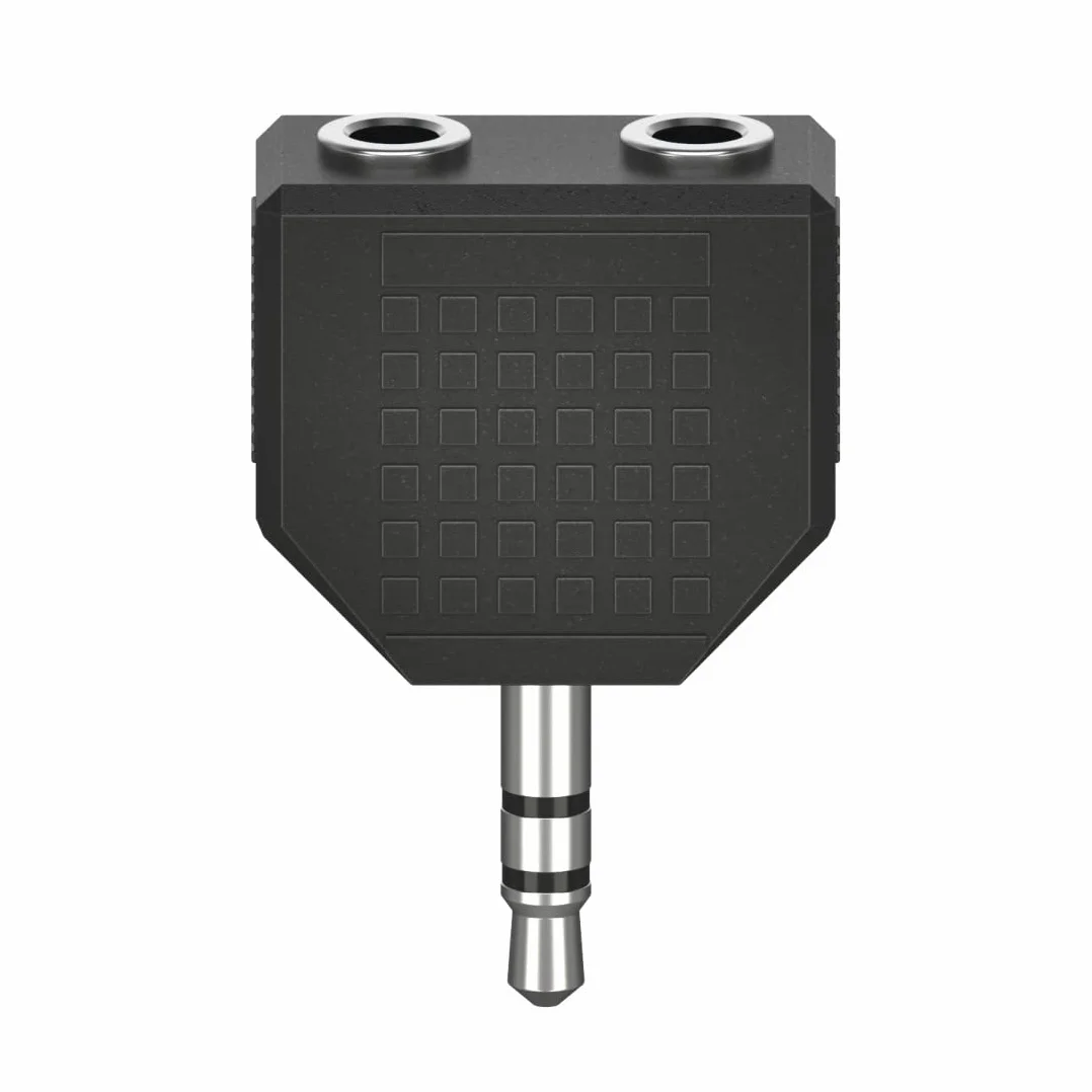 Hama rozgałęźnik mini jack 3,5 mm wtyk (audio, rozdzielacz słuchawek, aux, 2x 3,5mm gniazdo, adapter) czarny