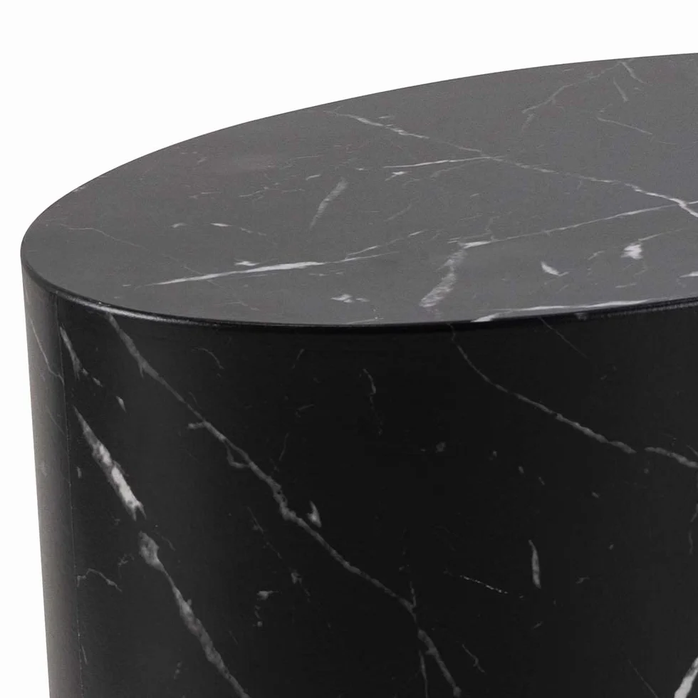 AC Design Furniture Rico stolik kawowy w kolorze czarnym o wyglądzie marmuru, zestaw 2 sztuk, nie zajmują dużo miejsca, owalne stoliki pomocnicze do salonu, nowoczesne stoliki składane, szer.: 48 x
