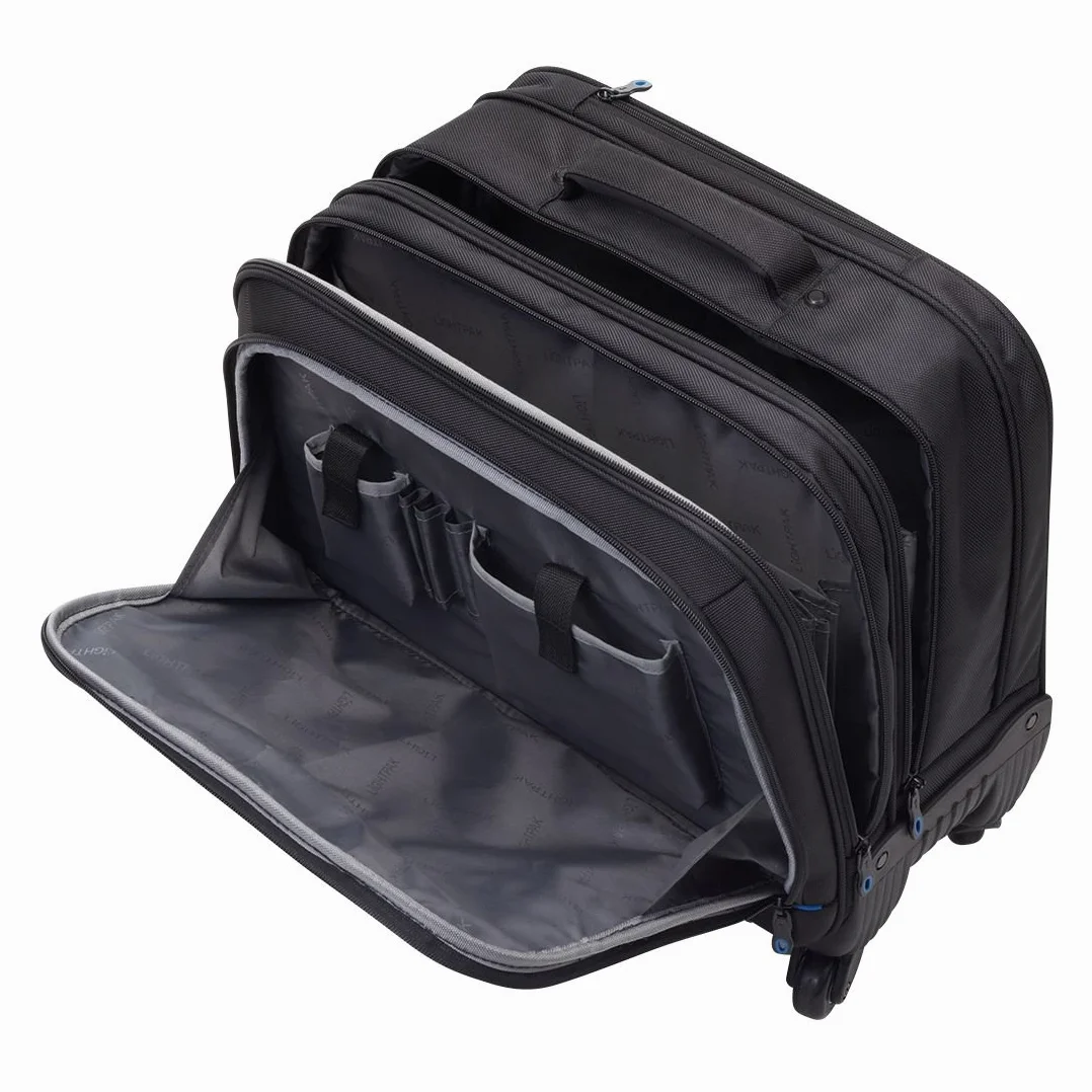 46116 Business Laptop Trolley Star, wózek biznesowy z wyściełaną kieszenią na laptopa w komorze głównej, rolli, 4 kółka, torba z kieszenią DIN A4, niebieski, czarny, nylon 1680D, ok. 42 x 42