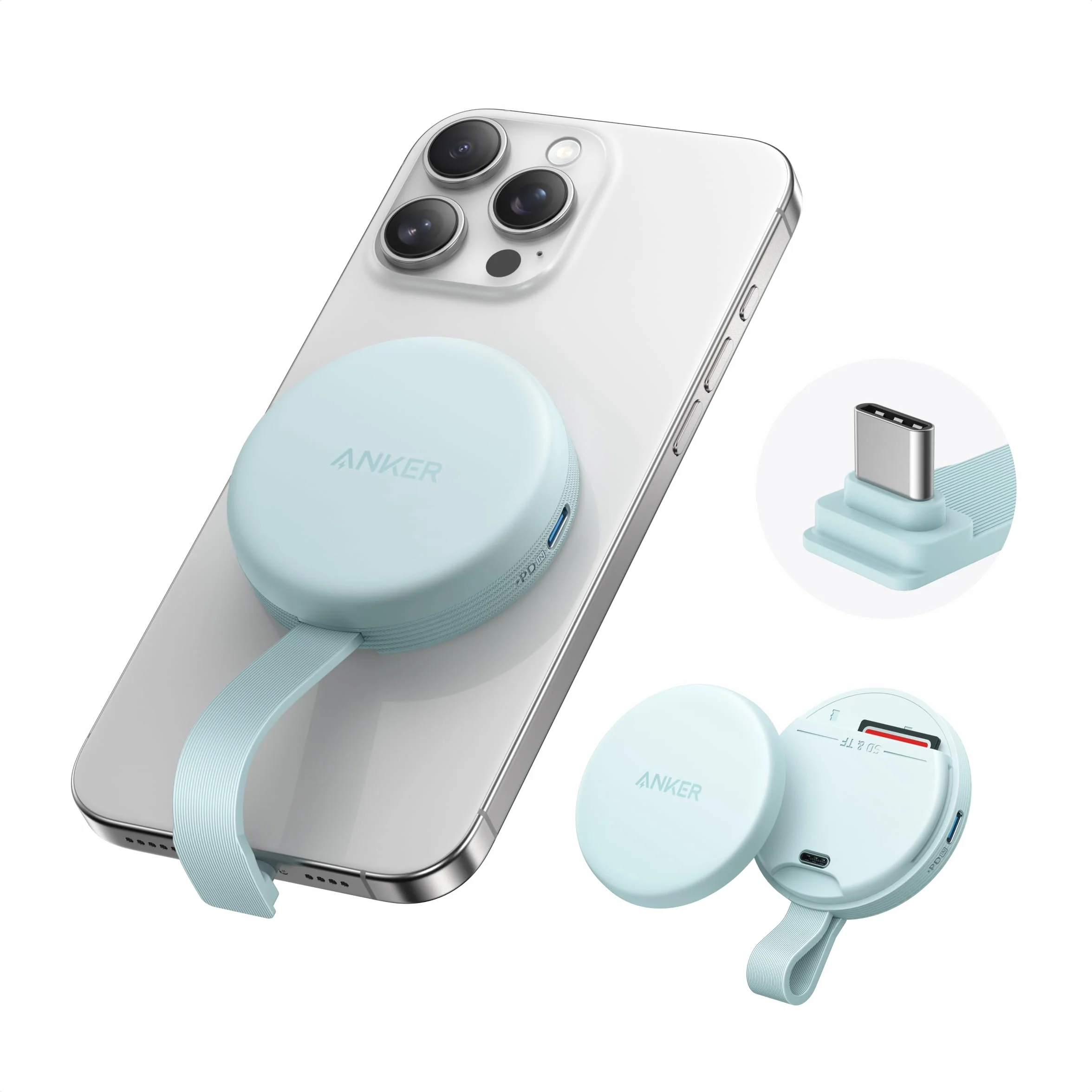 Anker MagGo adapter USB-C magnetyczny czytnik kart pamięci SD do serii 15 i więcej, z kablem, 2 karty SD i TF, transfer danych 312 MB/s USB-C