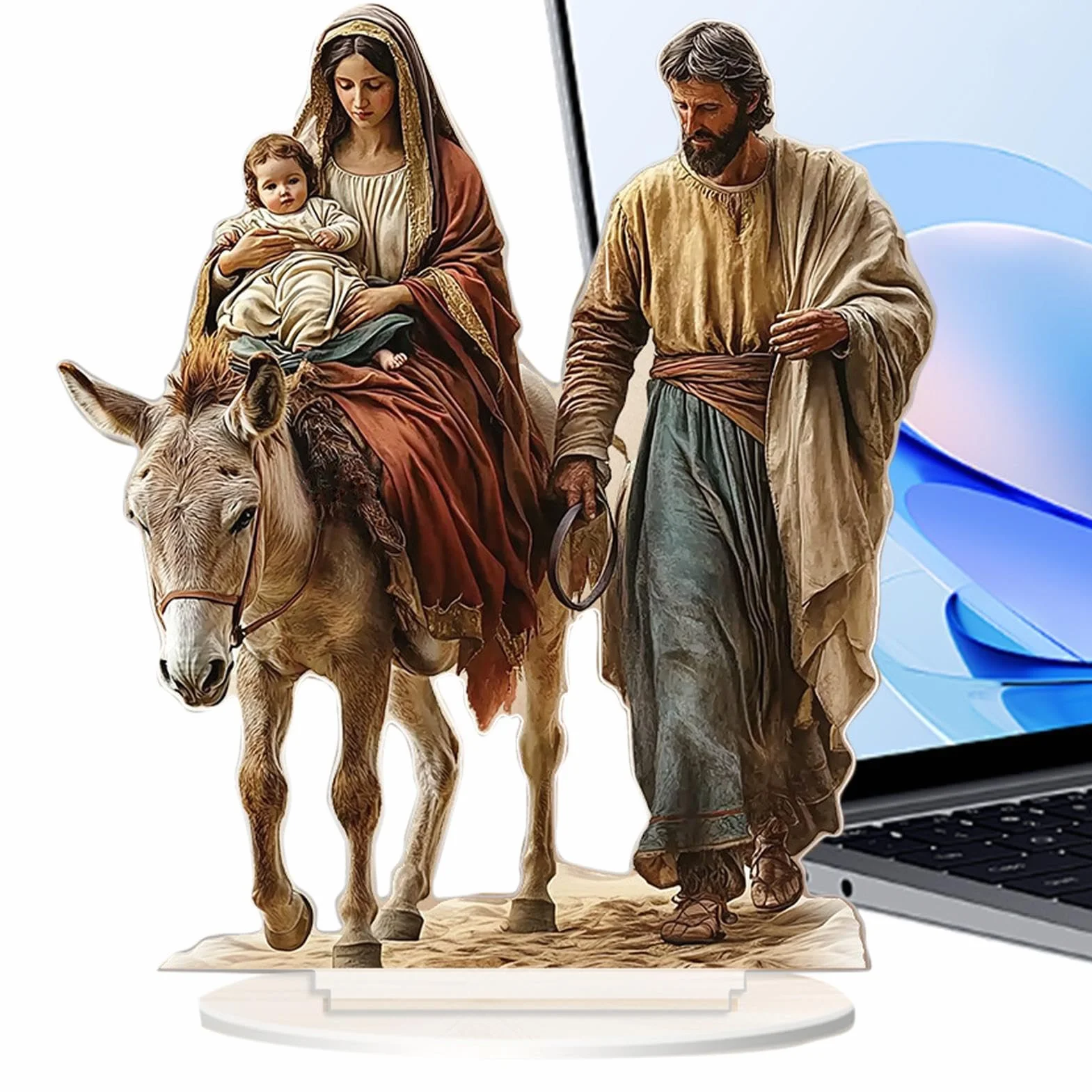Desk Flat Nativity Scene, Nativity Scene 2d Flat Figure, Tabletop Nativity Ornament, Table Decorations, Novelty Nativity Stand Figure, Love and Peace Nativity Figure, Nativity Scene for Bookshelf