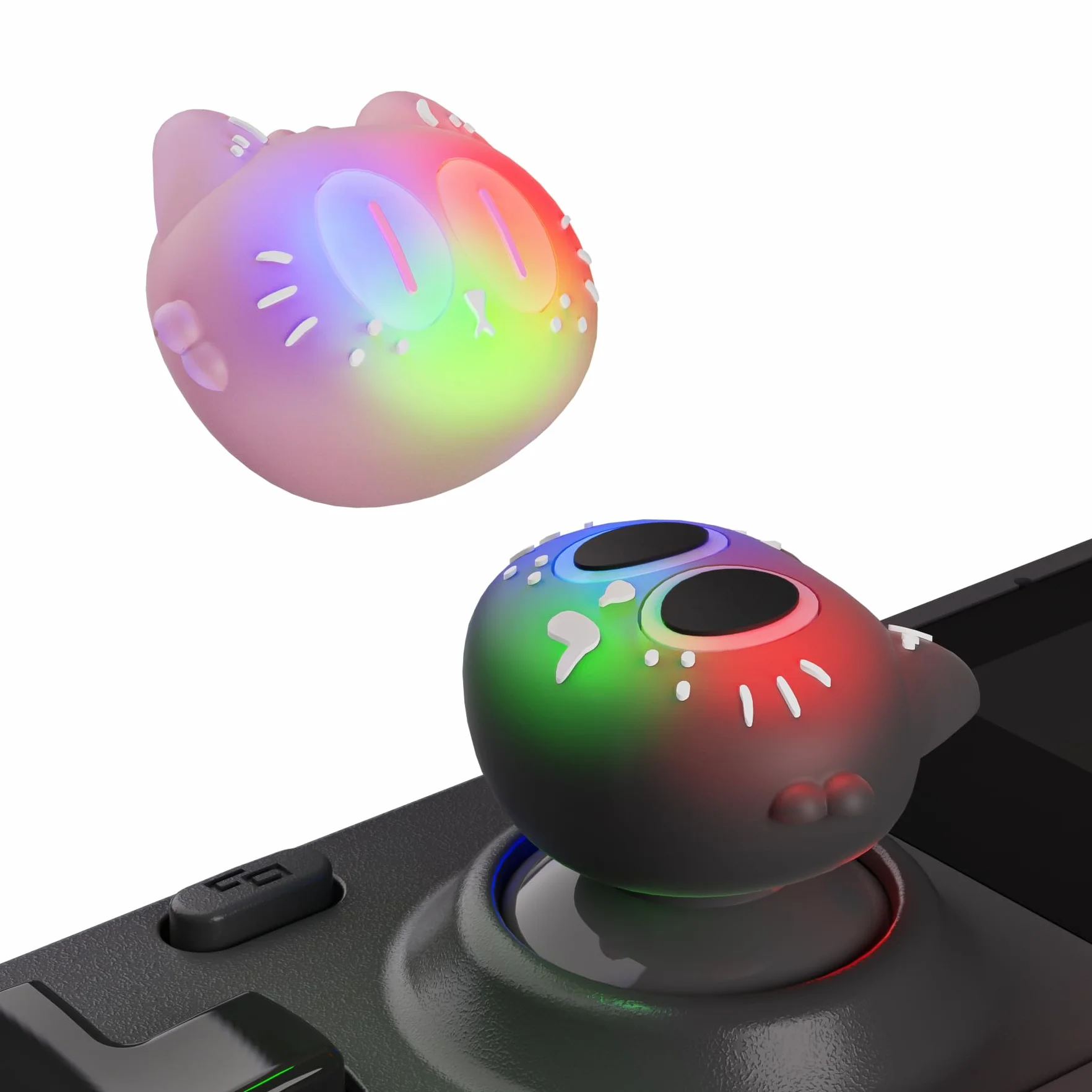PlayVital Nakładka Joystick do Steam Deck Thumb Grips, LED Osłony Analogowe do Steam Deck OLED & LCD Akcesorium Ochronne Joysticka – Kotek Księżycowy