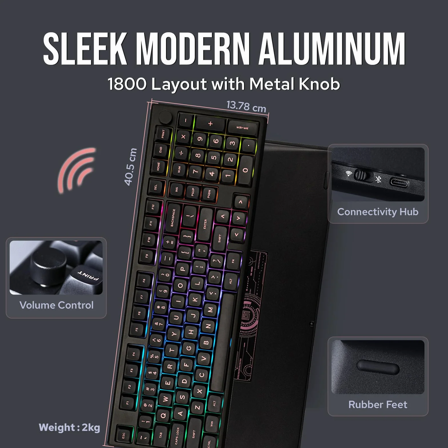 EPOMAKER Galaxy100 QMK/VIA klawiatura do gier z baterią 8000 mAh, aluminiowa klawiatura mechaniczna 1800 z klawiaturą numeryczną, bezprzewodowa USB-C/BT5.0/2,4 GHz, możliwość wymiany na gorąco