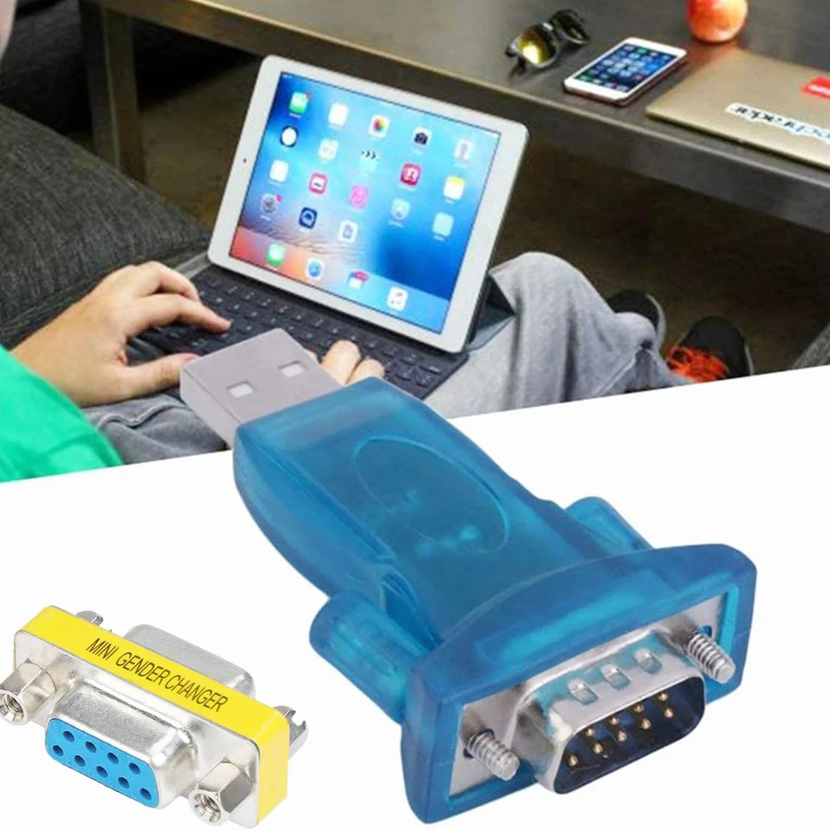 2 Sztuki Usb Na Rs232 Wtyczka Adapter Serial Port Db9 9 Pin Wtyczka Konwerter Adapter Chip Z Rs-232 Db9 Gniazdo Na Gniazdo Adapter Do Xp/Vista/Win7/8/10