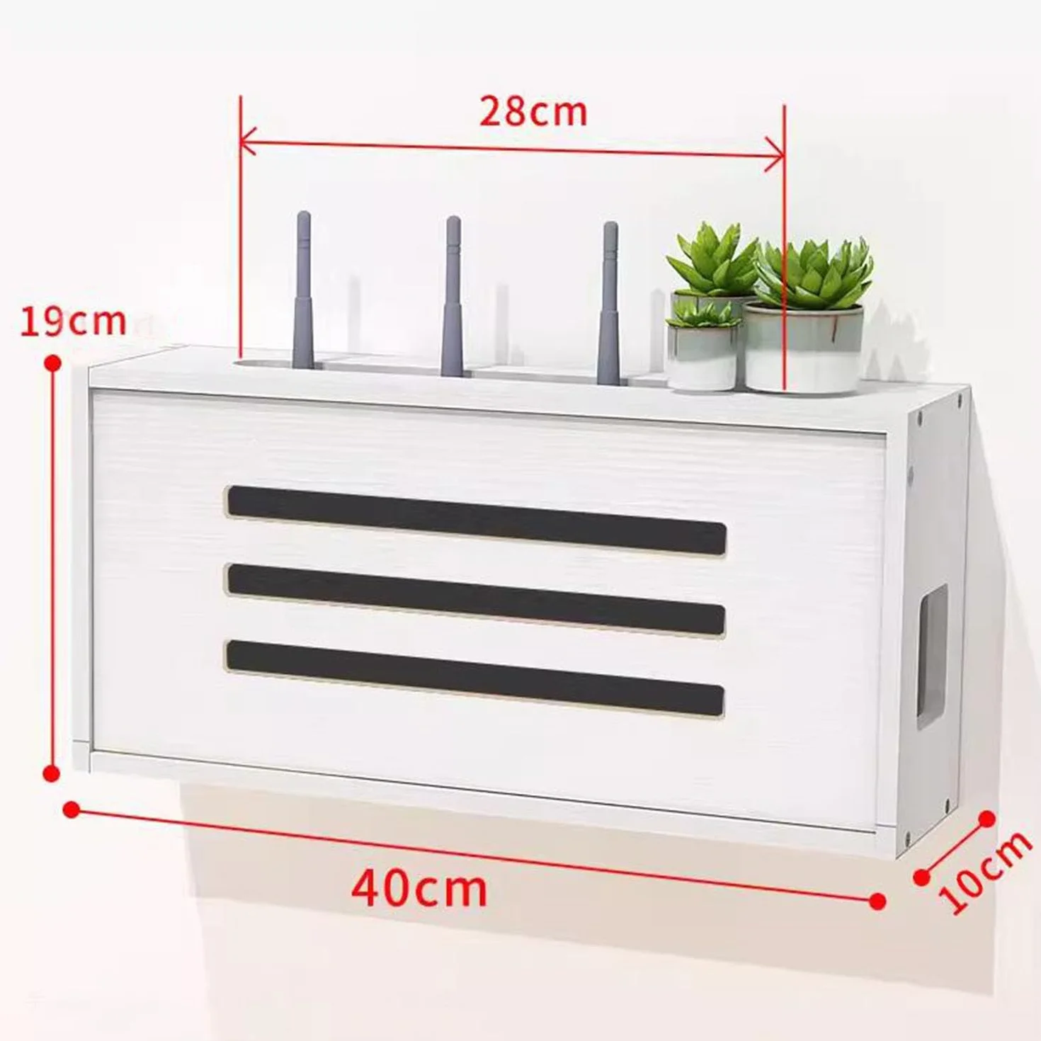 Półka na routera ścienna skrzynka do przechowywania WiFi organizer na kable biała
