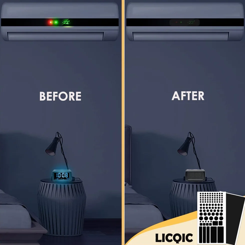 LICQIC naklejek LED blokujących światło, samoprzylepna, folia przyciemniająca LED, naklejki na urządzenia elektroniczne, urządzenia gospodarstwa domowego