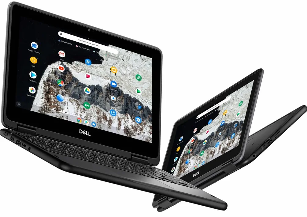 Dell Chromebook 11 3100 laptop 2 w 1, notebook z ekranem dotykowym 11,6 cala, Intel Celeron N4020, 4 GB RAM, 32 GB SSD, japońska klawiatura, system operacyjny Chrome OS (odnowiony)