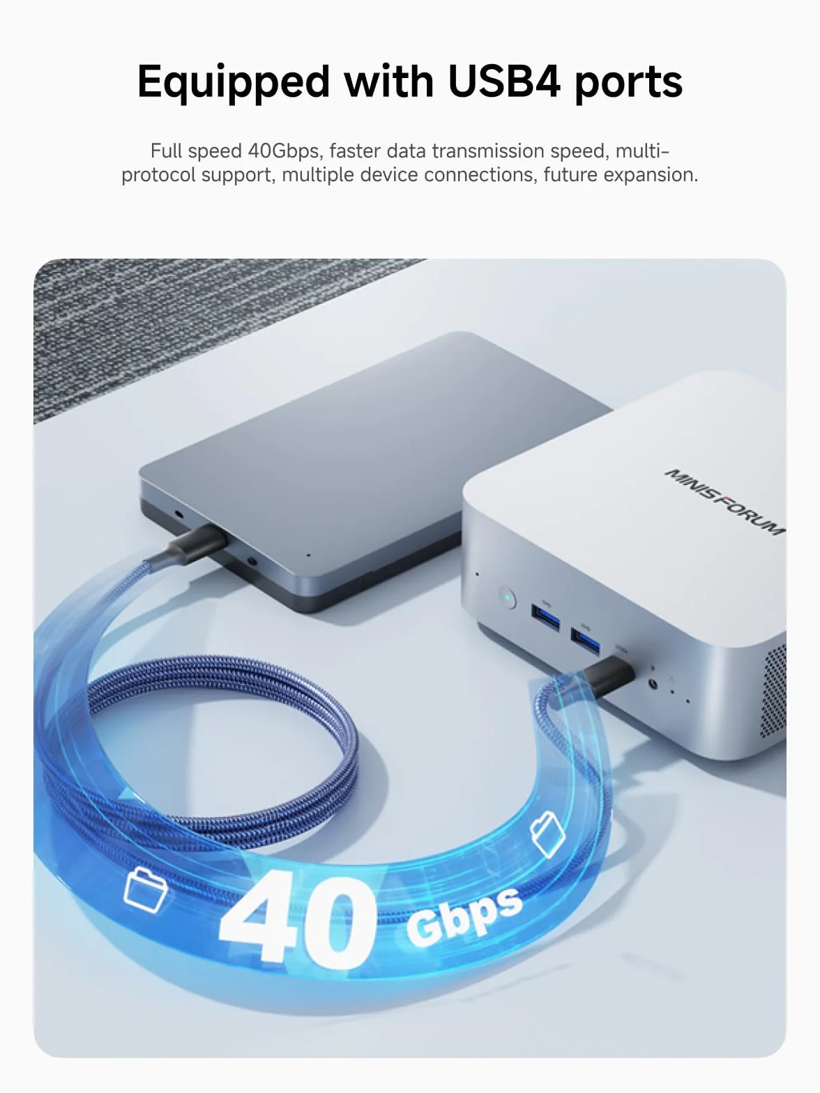 MINISFORUM AI X1-255 Mini PC, AMD Ryzen 7 255 (8C / 16T, do 4,9 GHz), HDMI/DP / USB4 (4K @ 120Hz), USBA X 3, 2.5G LAN, Wi-Fi 7 / BT5.4 (bez SSD/RAM)