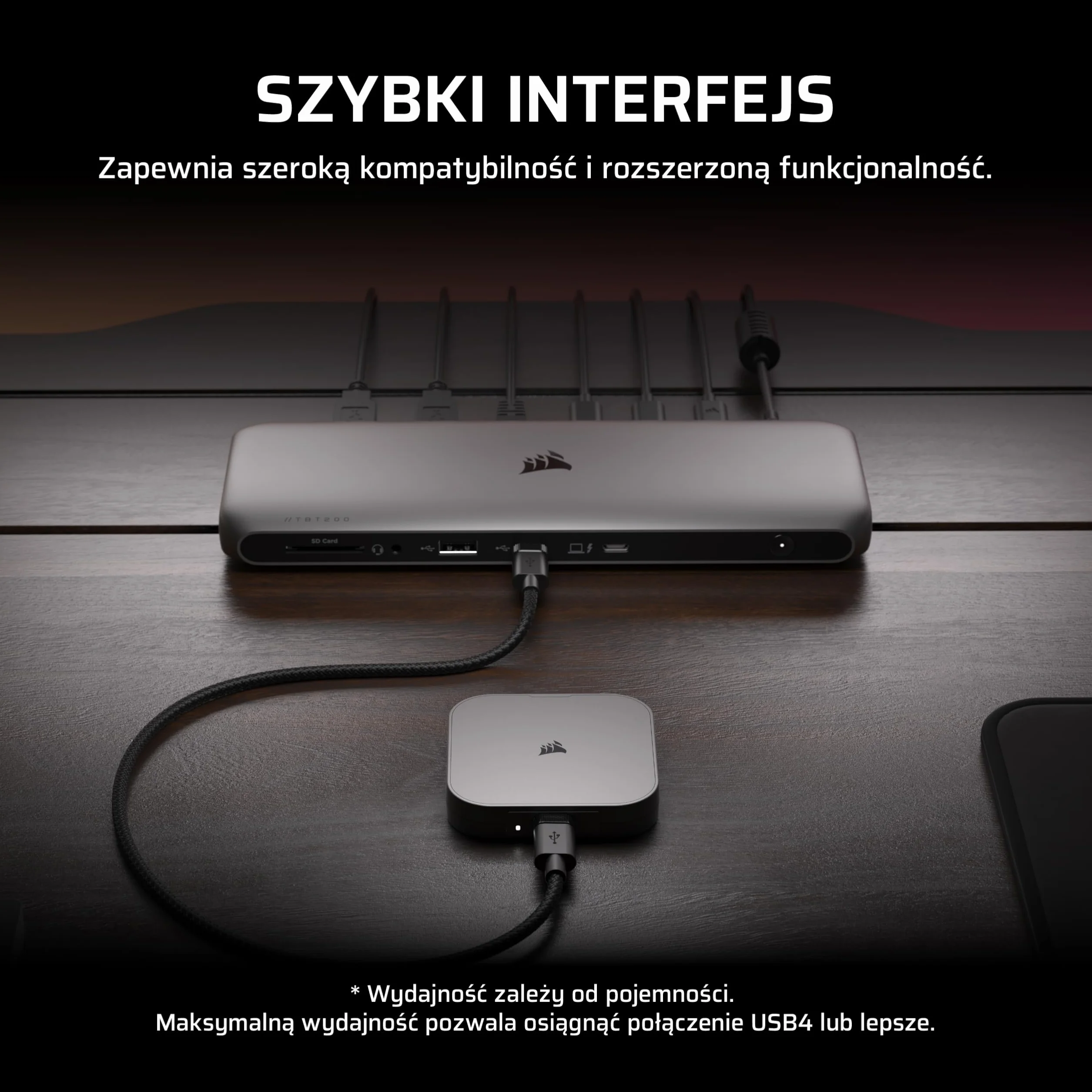 CORSAIR EX400U 1TB Przenośny SSD USB4 — USB Typ-C, USB4/USB 3.2 Gen2x2, do 40 Gb/s, Plug and Play, MagSafe, kabel USB-C (USB4) — Windows PC, Mac iOS — Szary