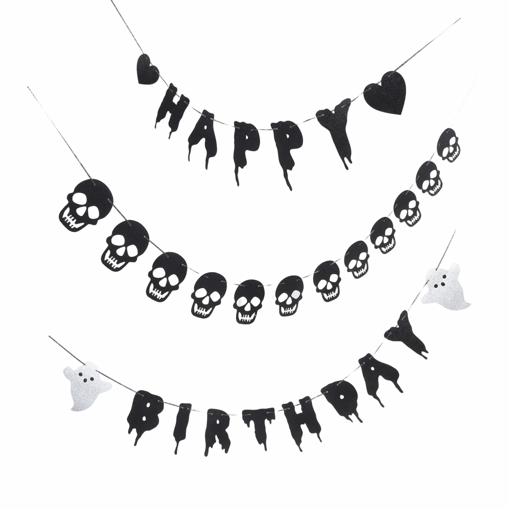 STOBAZA Halloween Birthday Party Banner Ghost Skeleton Decorations Paper Bunting Indoor Outdoor Festival