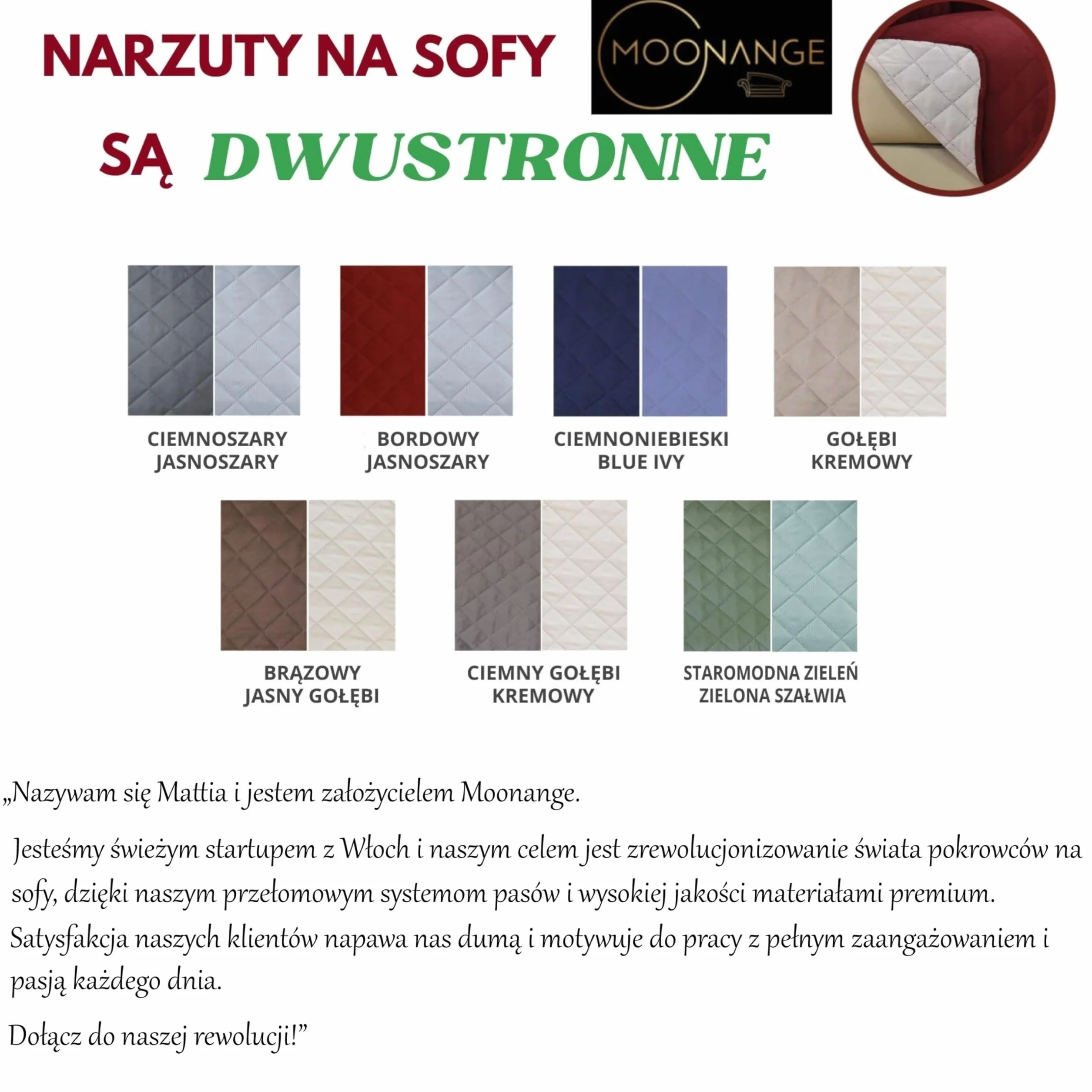 Pokrowiec na sofę 2-osobową wodoodporny dwustronny antypoślizgowy 120cm ciemny gołębi