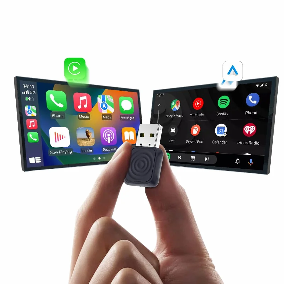 CarlinKit Bezprzewodowy adapter CarPlay i Android Auto MINI-Ultra, bezprzewodowy adapter 2 w 1, konwertuje przewodowy CarPlay/Android Auto na bezprzewodowy, mini Stick Design, aktualizacja OTA