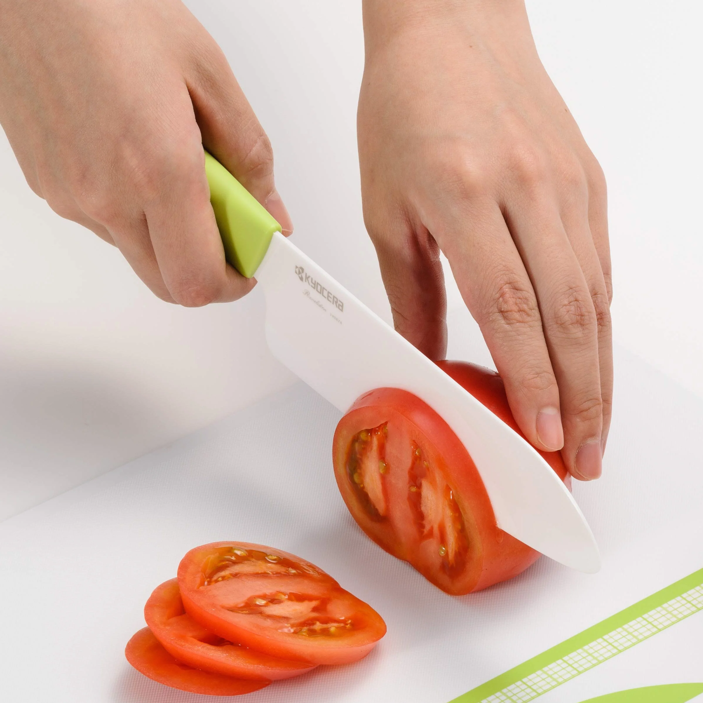 Kyocera Ceramiczny nóż Santoku z serii Gen, biały/zielony, 14 cm