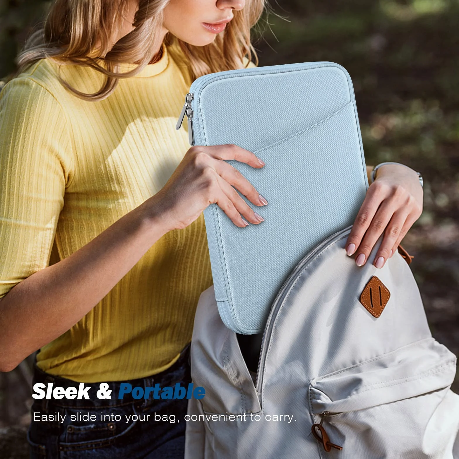 MoKo 9-11 Inch Tablet Sleeve Case, Fits iPad air 5 10.9" 2022, iPad Pro 11 M2 2022-2018, iPad 10th 10.9 2022, iPad Air 4 10.9, Tab S8/A7, Protective Bag Carrying Case with Pocket, Misty Blue