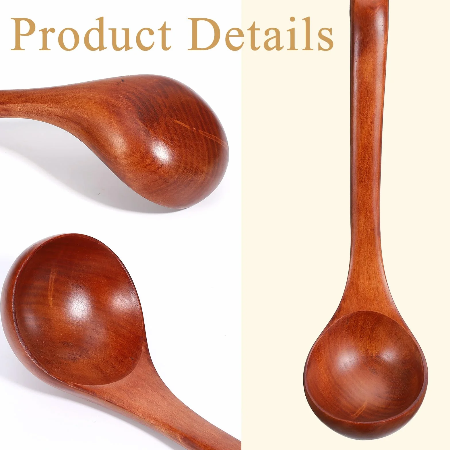 Drewniana łyżka do zupy 26 cm naturalnie długi uchwyt