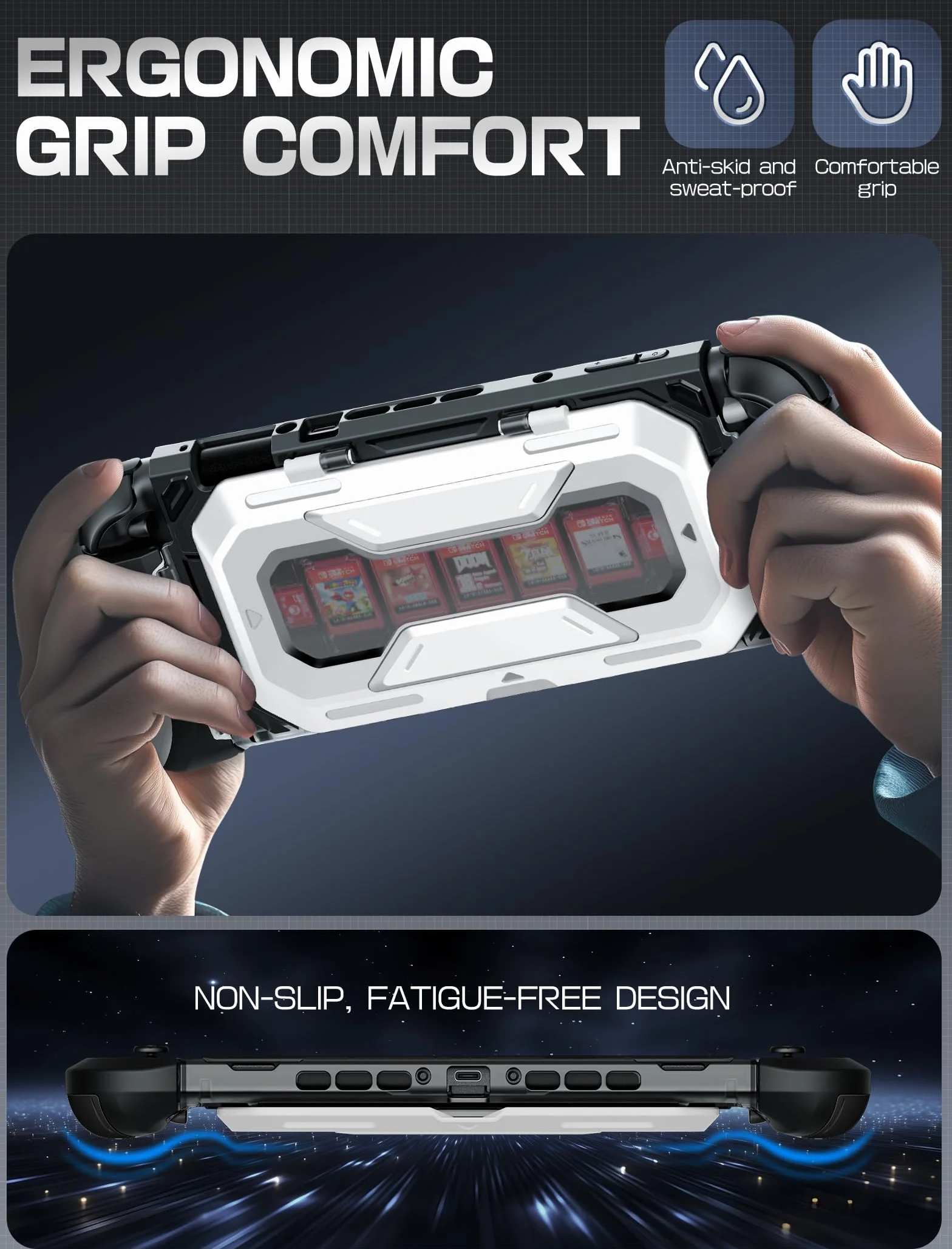 mumba Etui z klapką do Nintendo Switch 2 z klapką [Titan] Ergonomiczna obudowa ochronna z 2 uchwytami do przechowywania 5 kart do gier i 2 kart TF, akcesoria z TPU i wzornictwo
