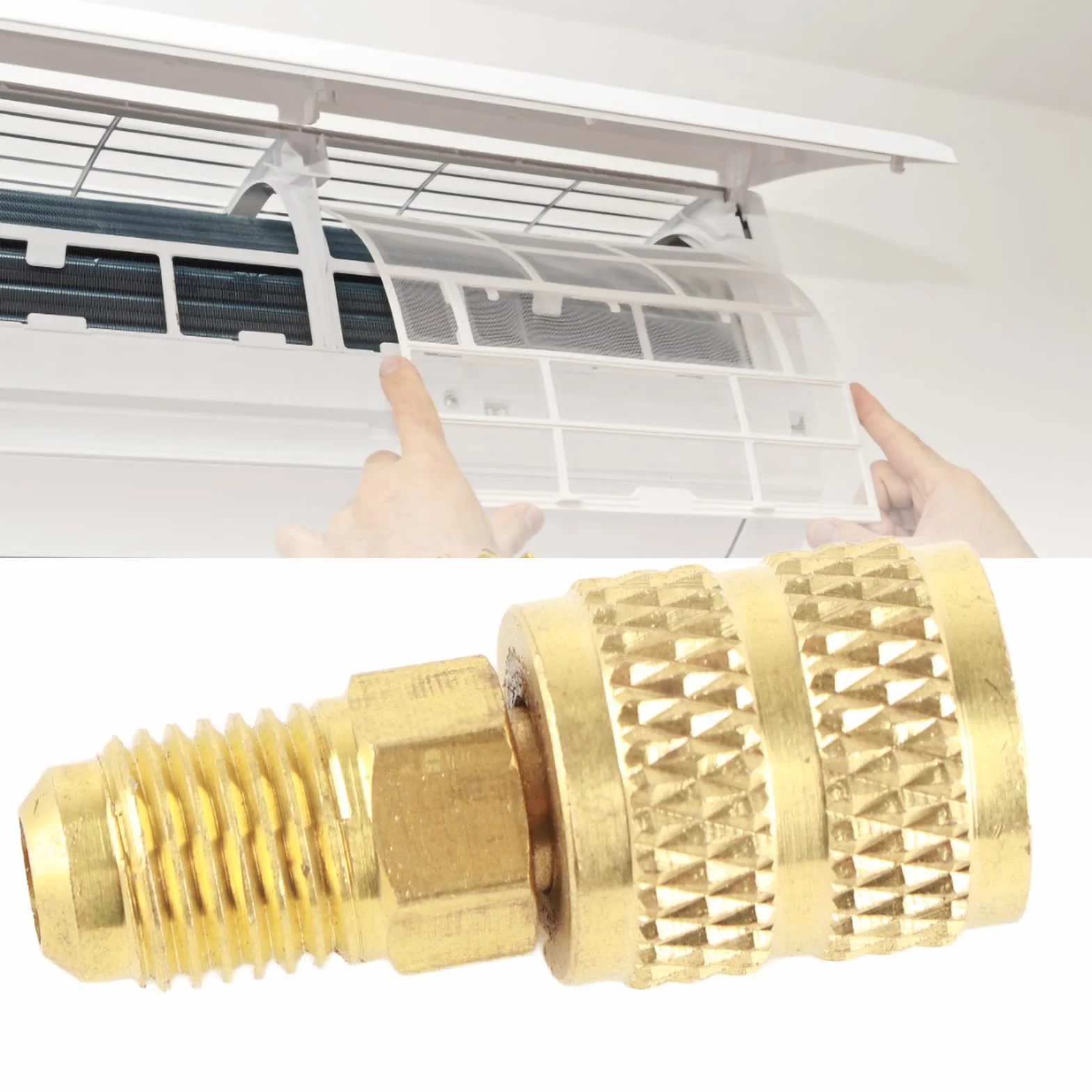 Wysokiej jakości adapter węża R410A, adapter klimatyzatora R410A, praktyczny stabilny serwis chłodzenia do klimatyzatorów R410A Mini Split (R410A zewnętrzny 1/4SAE wewnętrzny 5/16SAE)