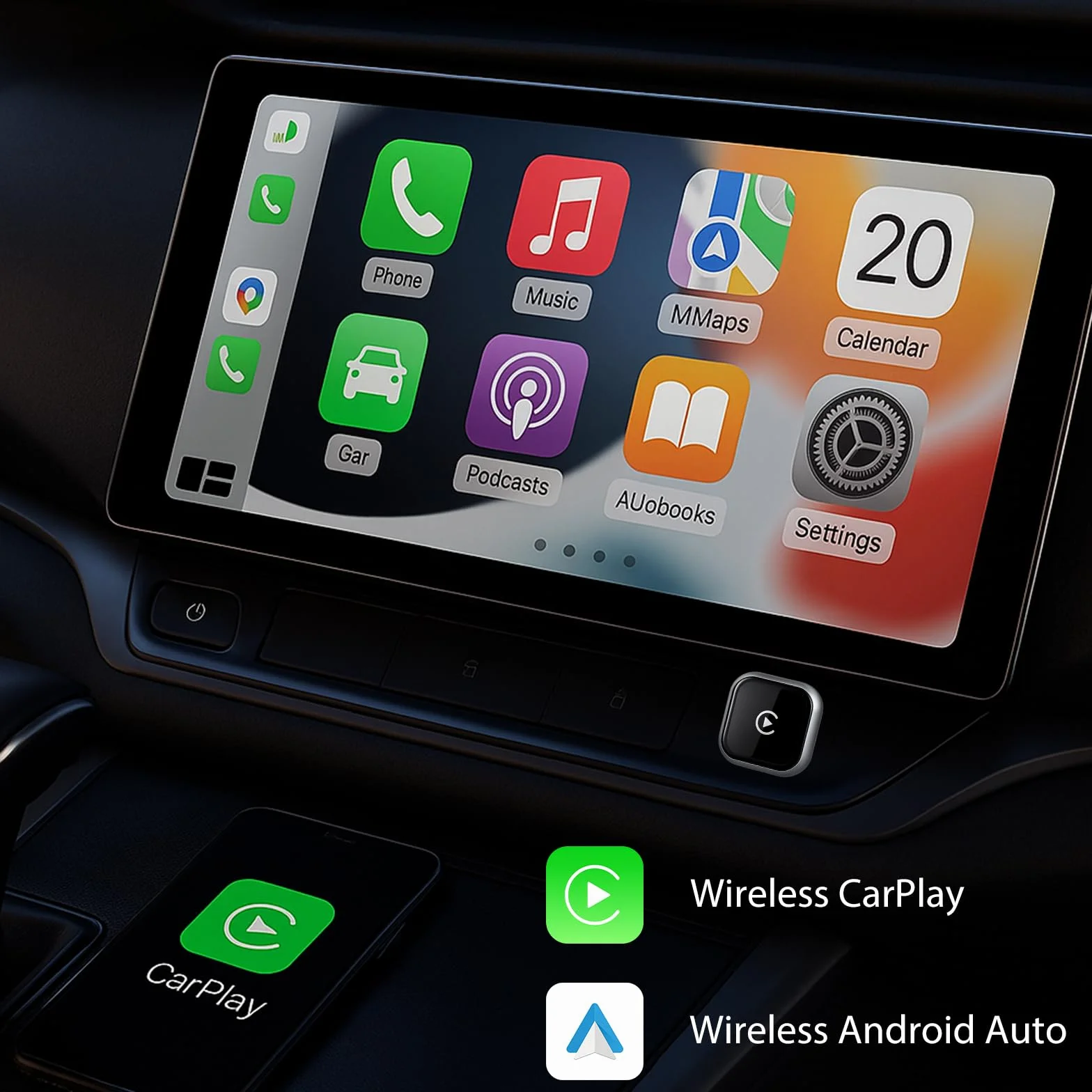 Sunweyer Bezprzewodowy adapter CarPlay i bezprzewodowy adapter Android Auto UK, do Apple CarPlay, USB Bluetooth Dongle dla iPhone'a i Androida