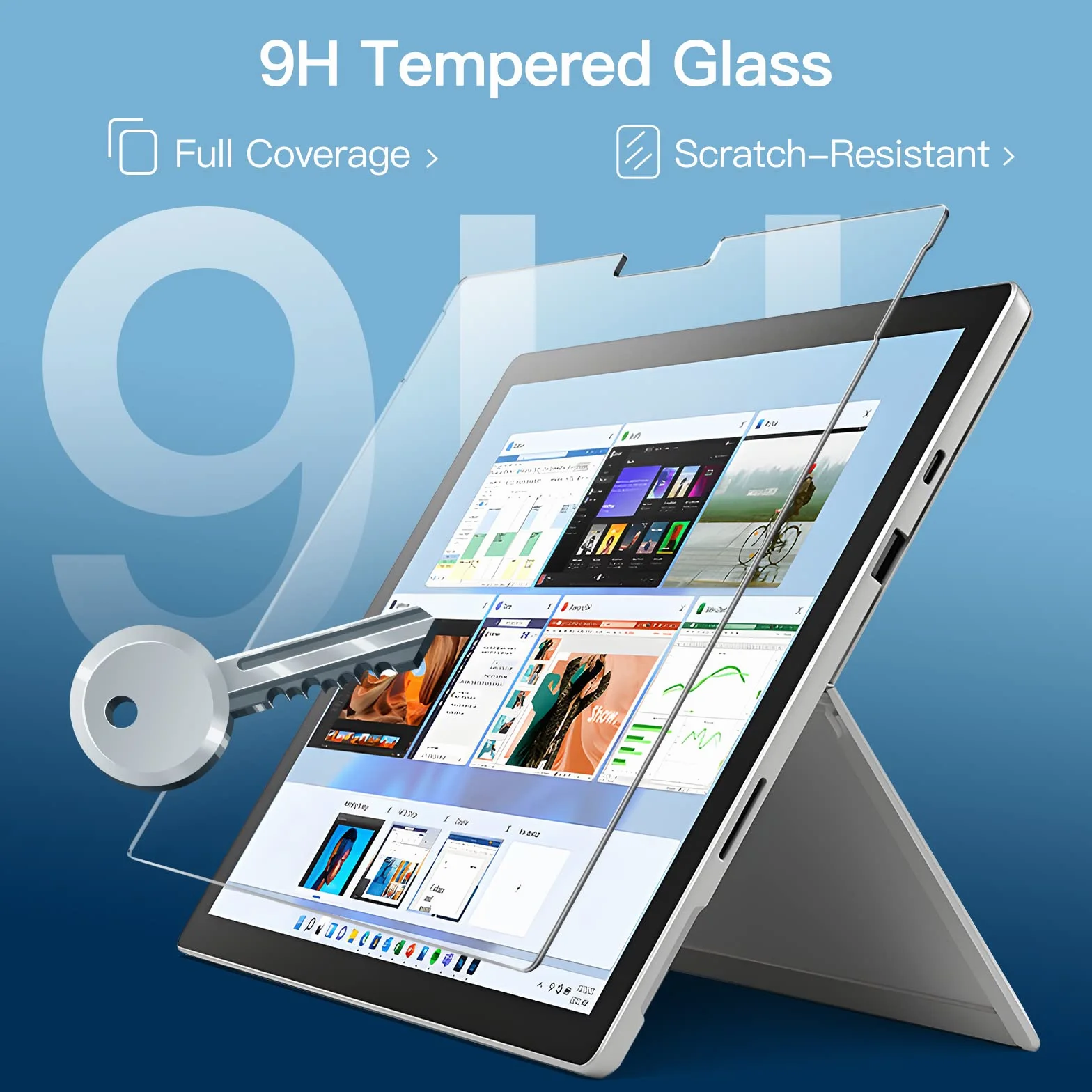 JETech Ochraniacz Ekranu dla Surface Pro 7 Plus/Surface Pro 7 12,3 Cala, 9H Screen Protector Folia Szkło Hartowane Film, Obsługa Pióro Surface, HD Wyczyść, 2 Sztuki