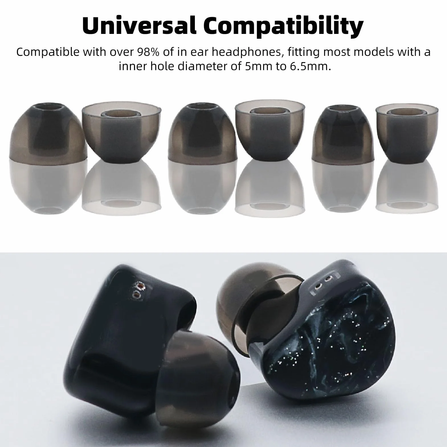 Wskazówki do Uszu, Pasa Kompatybilne z większością Słuchawek w Uszach (otwór Wewnętrzny 5 Mm-6,5 mm), 12 par S/M/L TRUDY SILICONE EARBUD TIPS